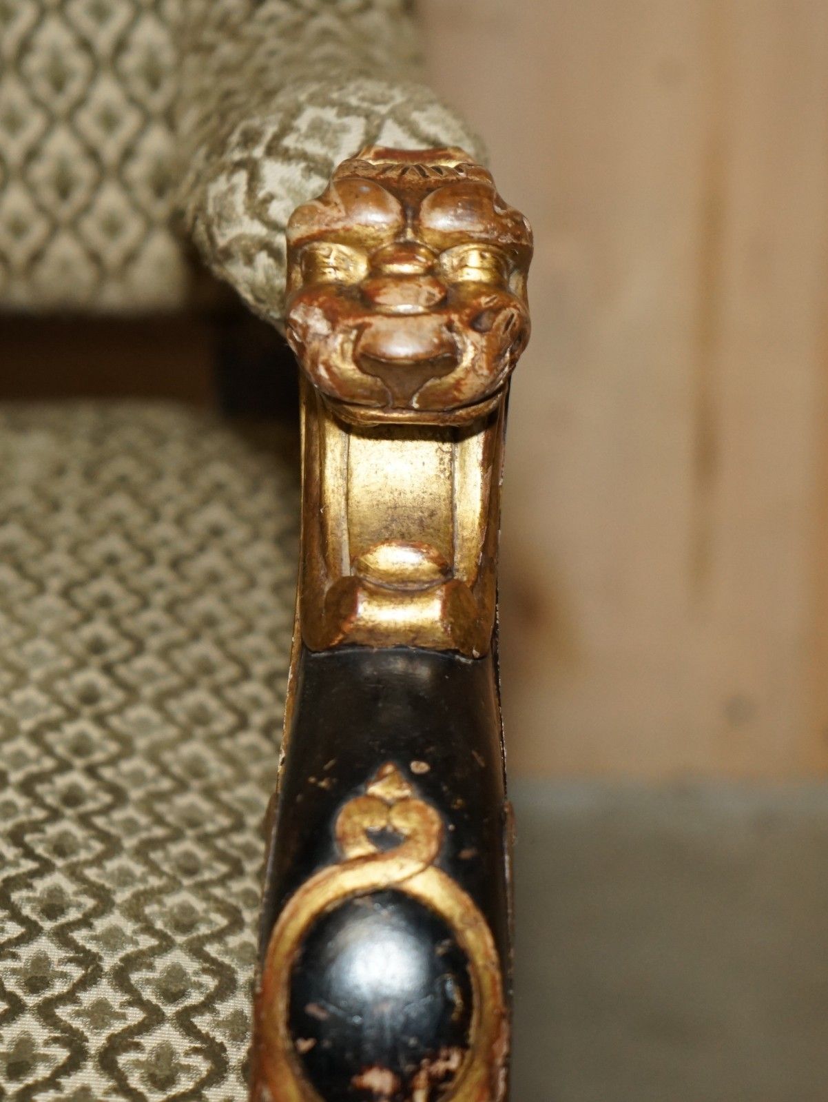 Regency Bronzed Parcel Gilt Library Armchair After A Design By George Smith 1815 photo vinterior