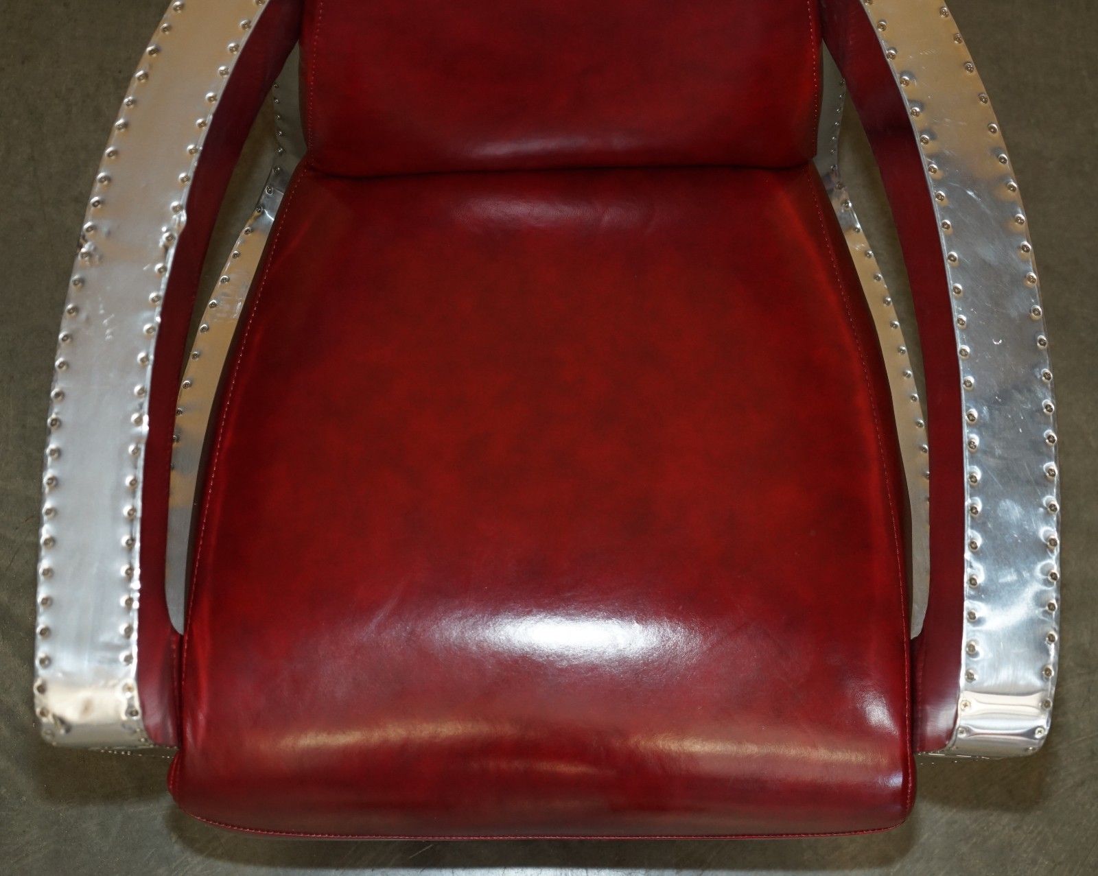 Fine Pair Of Red Wine Leather Polished Aluminium Aviator Rocket Lounge Armchairs photo 2850.0