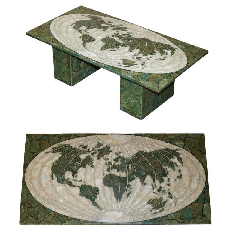 Mid Century Modern 1950's Italian Marble & Onyx World Map Coffee Cocktail Table