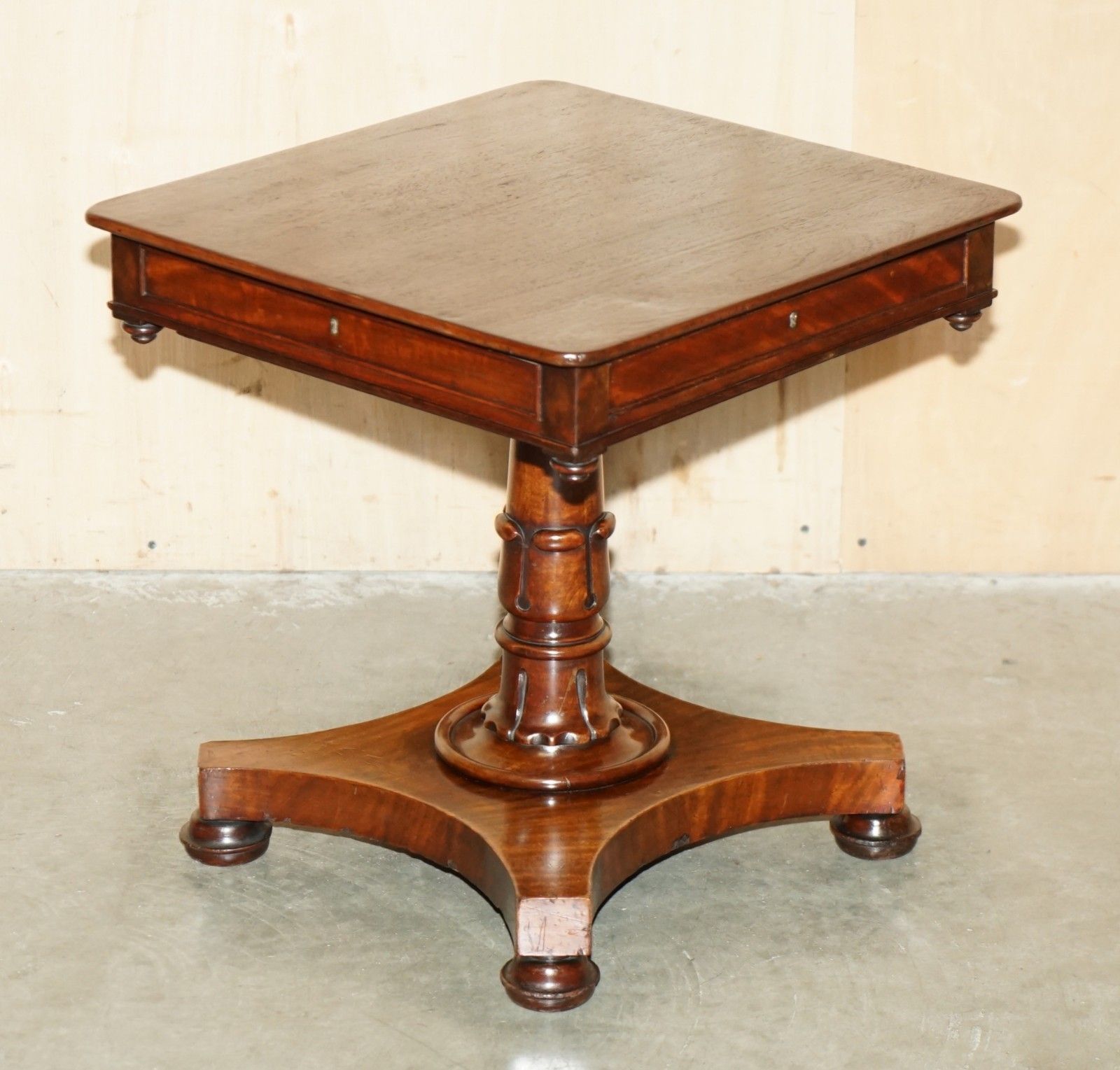 Exquisite William IV Circa 1830 Flamed Mahogany Side End Work Sewing Table photo furniture