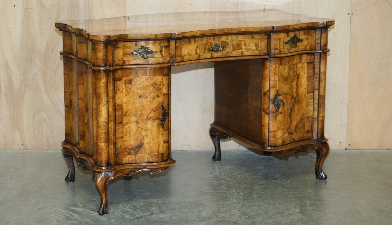 Exquisite Antique Italian Circa 1860 Olive Wood Desk Writing Table Sublime Wood photo furniture