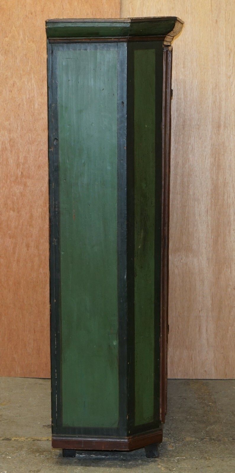 photo for sale Circa 1800 Hand Painted Green Swedish Hall Or Pot Cupboard Wardrobe Musical Deco