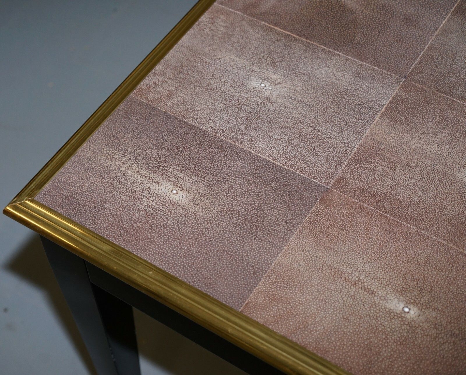 Rrp £13,000 Original Shagreen Gilt Metal Writing Table Desk With Single Drawer photo vinterior