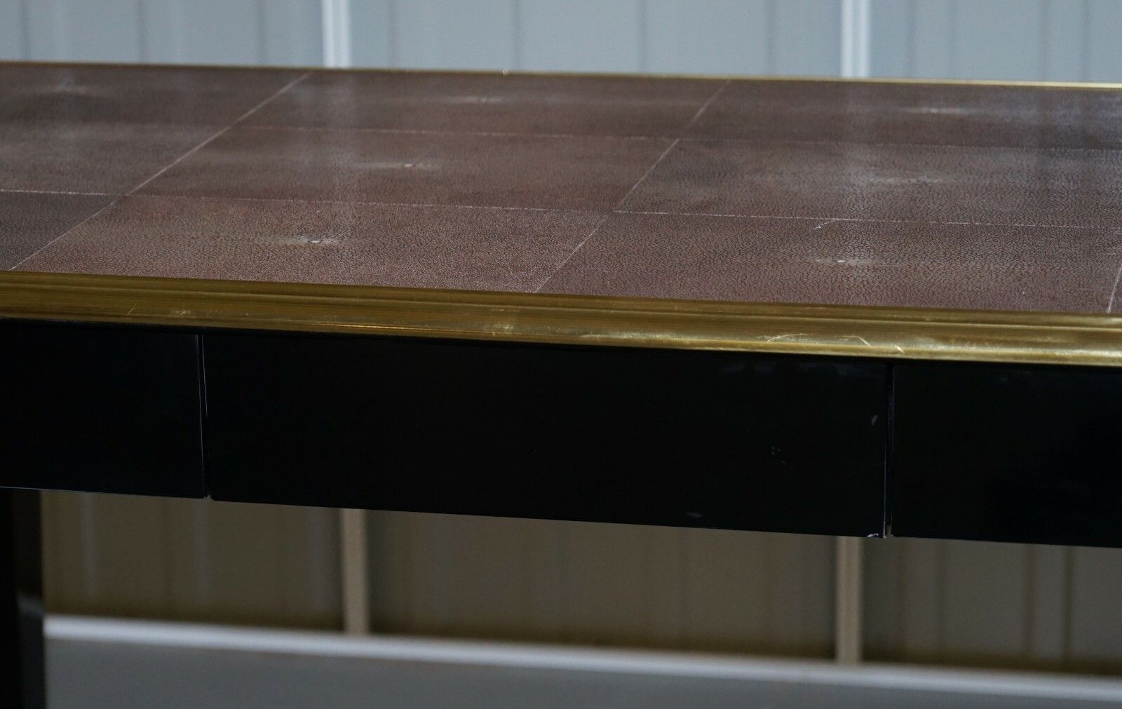 photo furniture Rrp £13,000 Original Shagreen Gilt Metal Writing Table Desk With Single Drawer