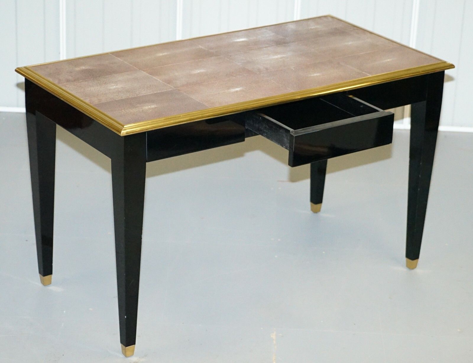 Furniture Rrp £13,000 Original Shagreen Gilt Metal Writing Table Desk With Single Drawer photo