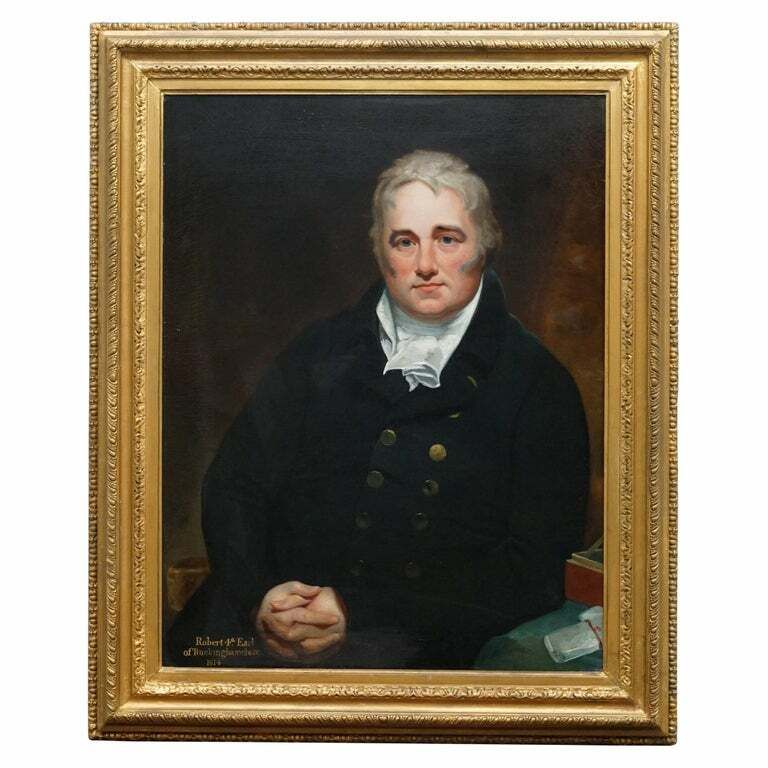 1814 Sir William Beechey Circle Oil Painting Robert 4th Earl Of Buckinghamshire