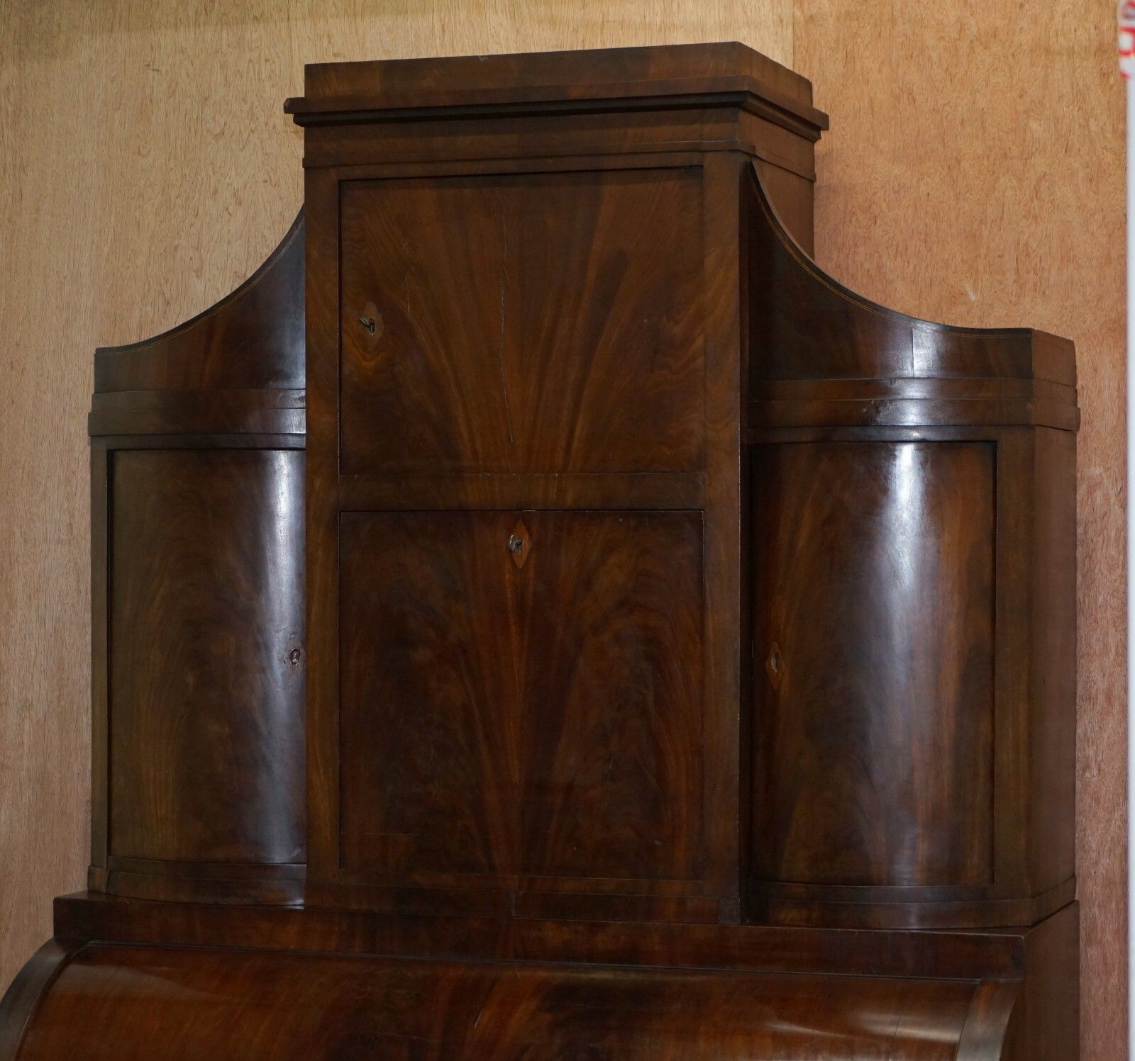 Very Rare Italian Mahogany Cyclinder Bureau Bookcase Desk With Must See Pictures photo Furniture