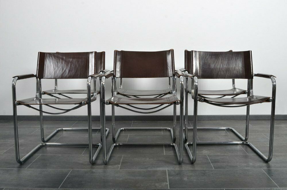 photo furniture Mg5 Armchair In Saddle Leather By Matteo Grassi, Set Of 6