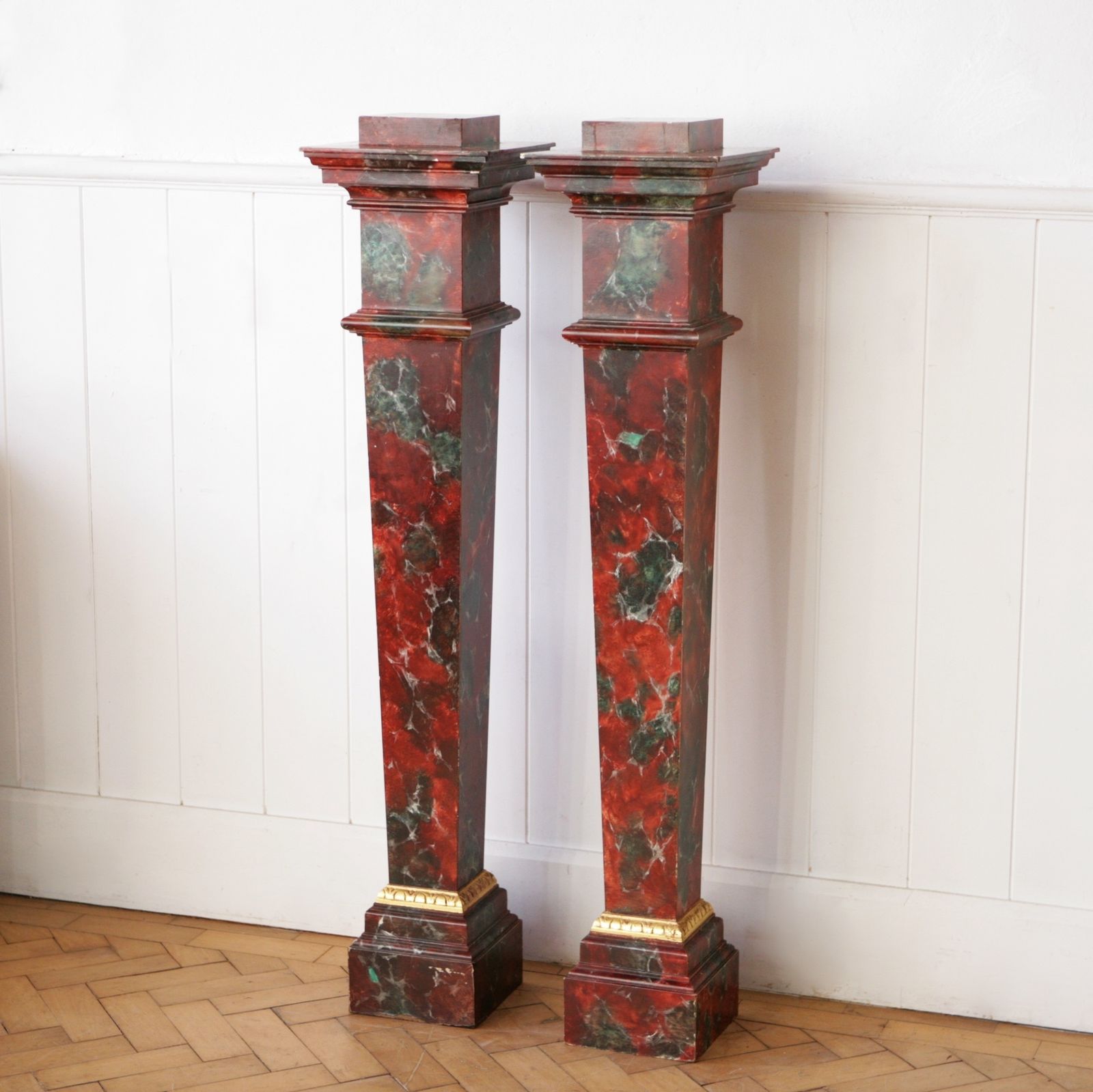 Pair Of Faux Marble Display Pedestals. photo vintage