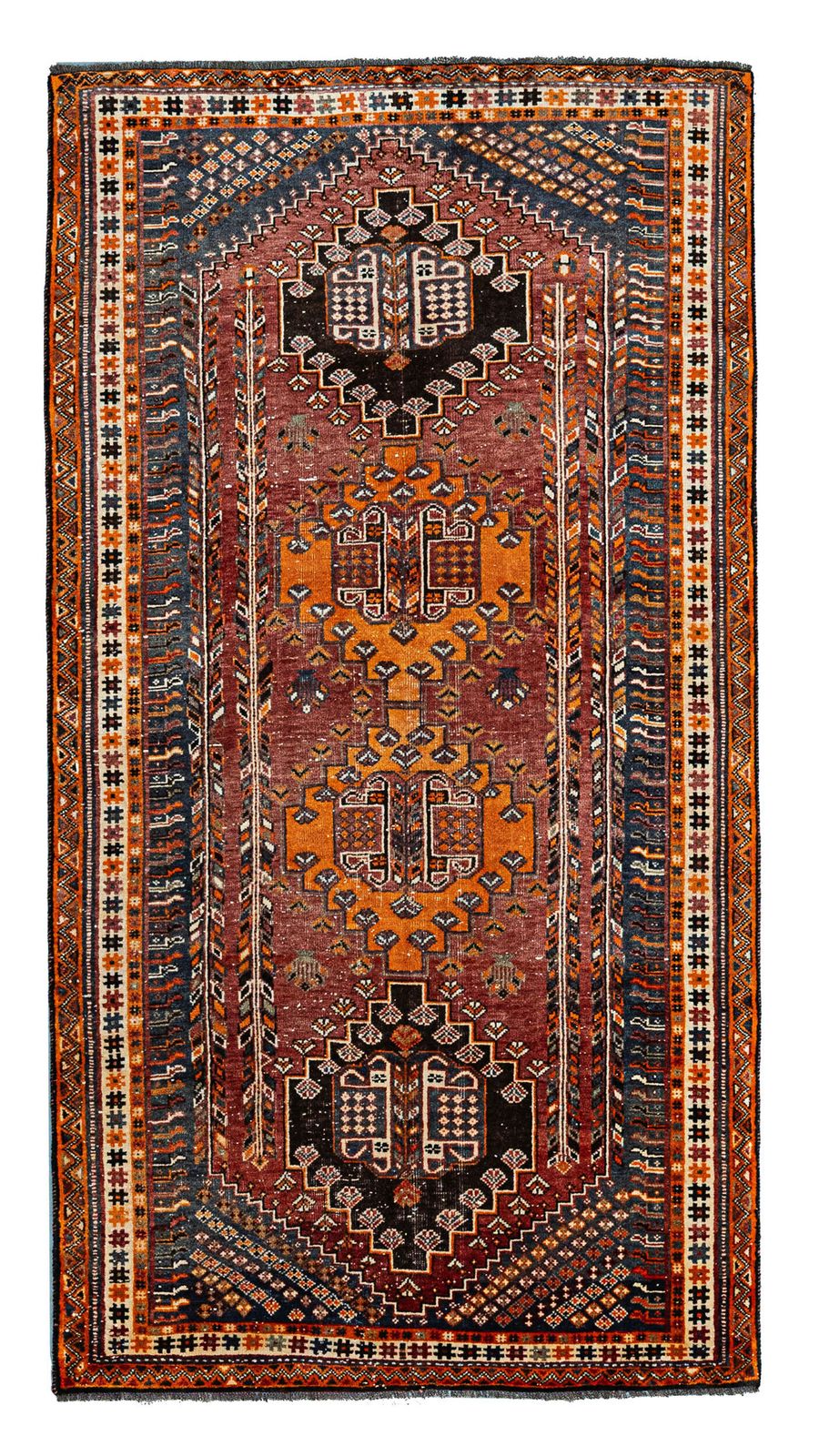 Hand Knotted Qashqai Tribal Rug 277x141cm