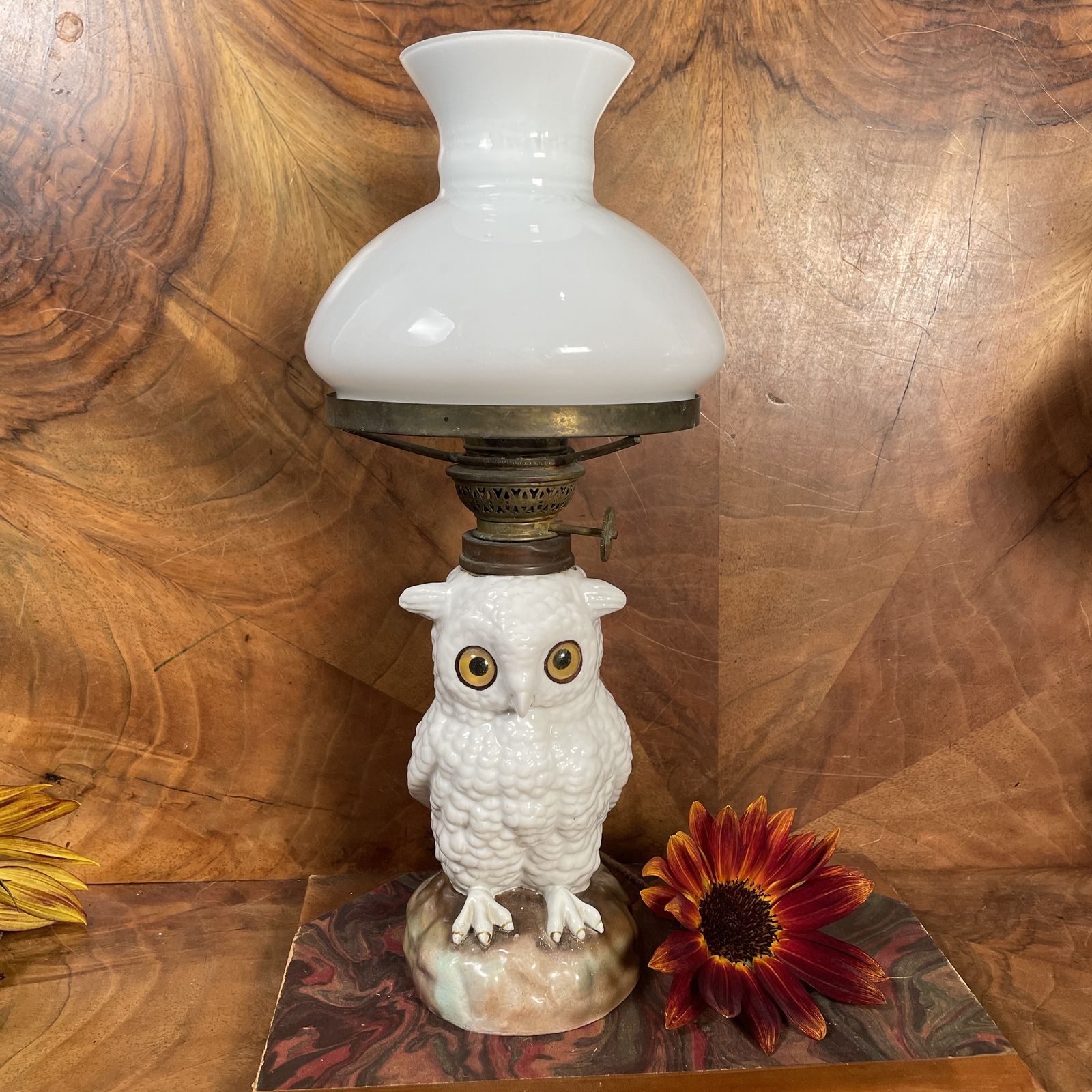 Victorian Porcelain Owl Lamp, 1700s photo furniture