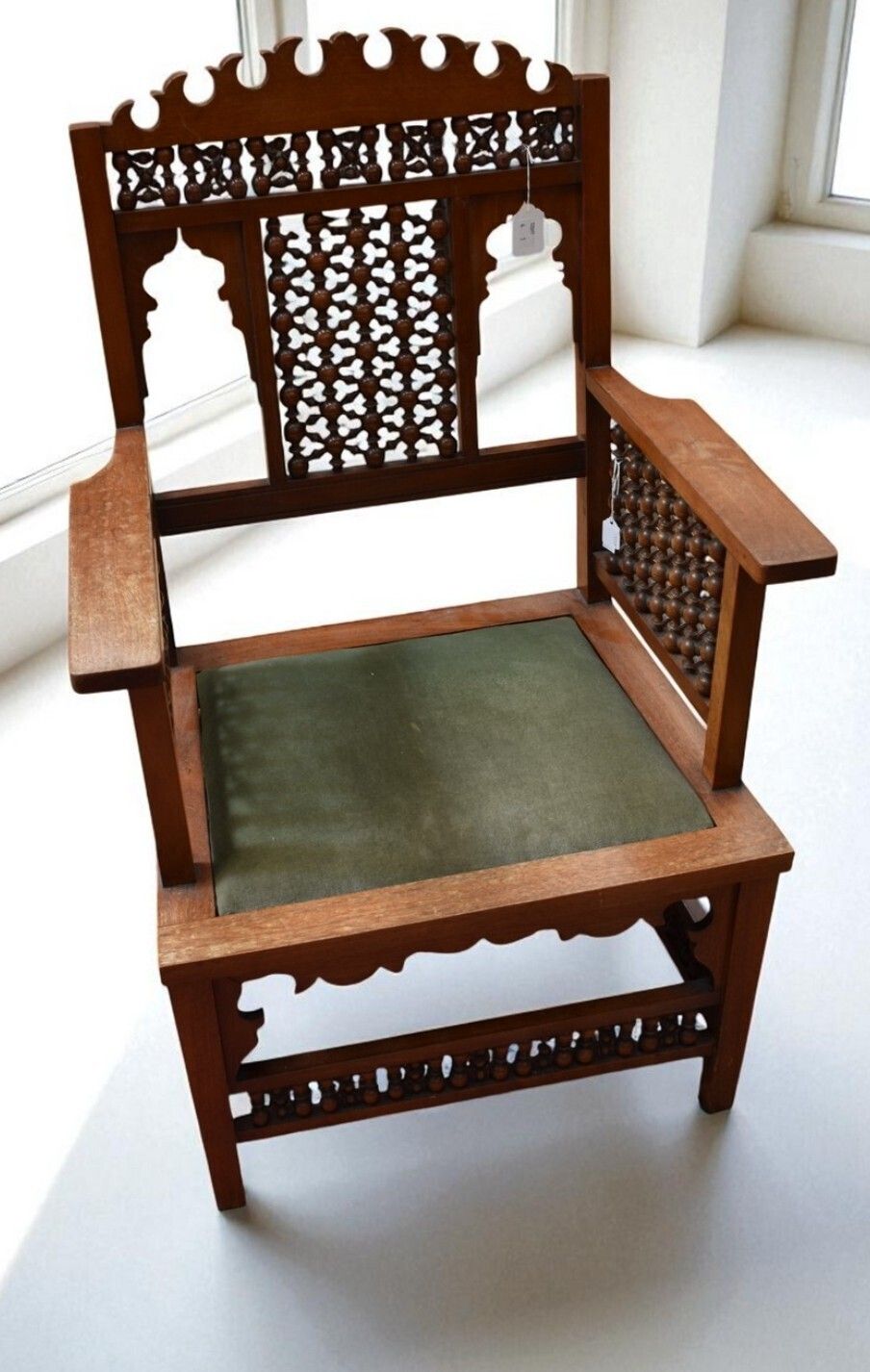 Superb Arts & Crafts Liberty & Co Moorish Walnut Armchair Dating To 1890,