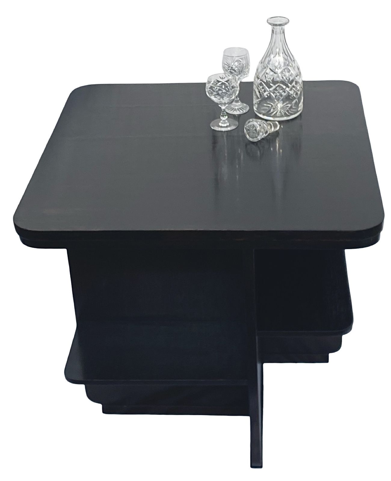 Art Deco Asymetrical Dark Oak Coffee Table/Bookshelves photo furniture