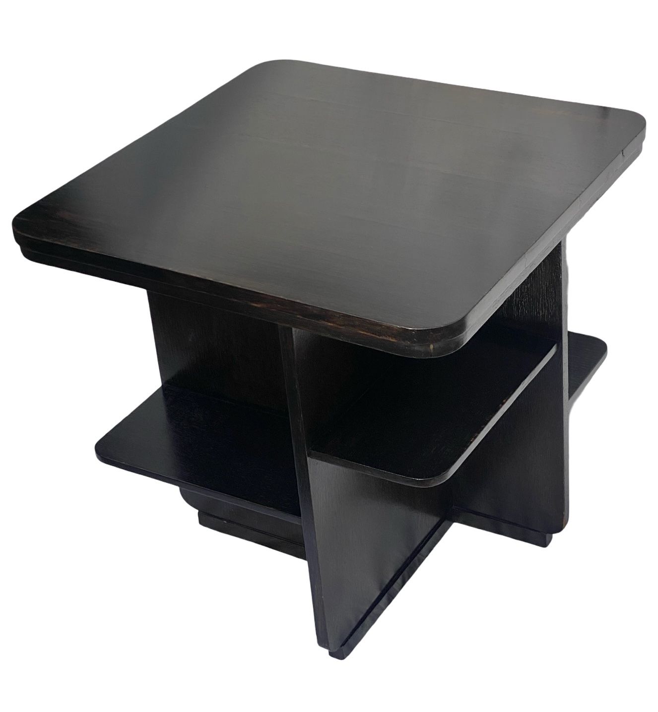 Art Deco Asymetrical Dark Oak Coffee Table/Bookshelves photo Furniture