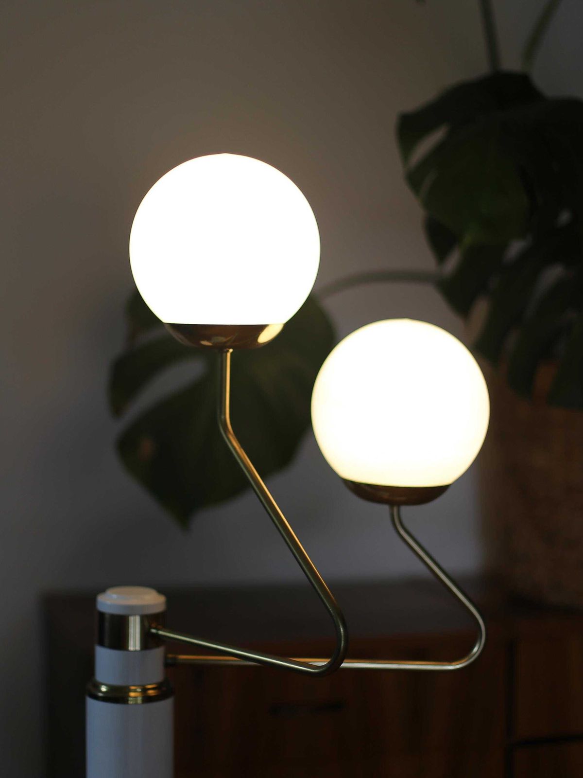 Vintage Yugoslav Floor Lamp By Emi Poljčane / Mid Century Modern Design With Opaline Glass Globes photo 650.0