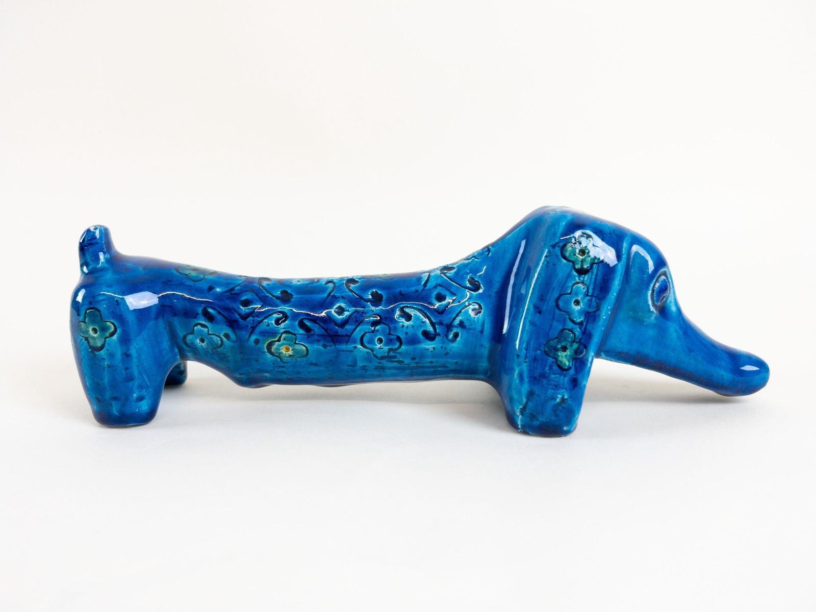 Bitossi Spagnolo Dachshund Dog By Aldo Londi   1960s Bitossi Dachshund In Rare Spagnolo Blu Decor photo buy