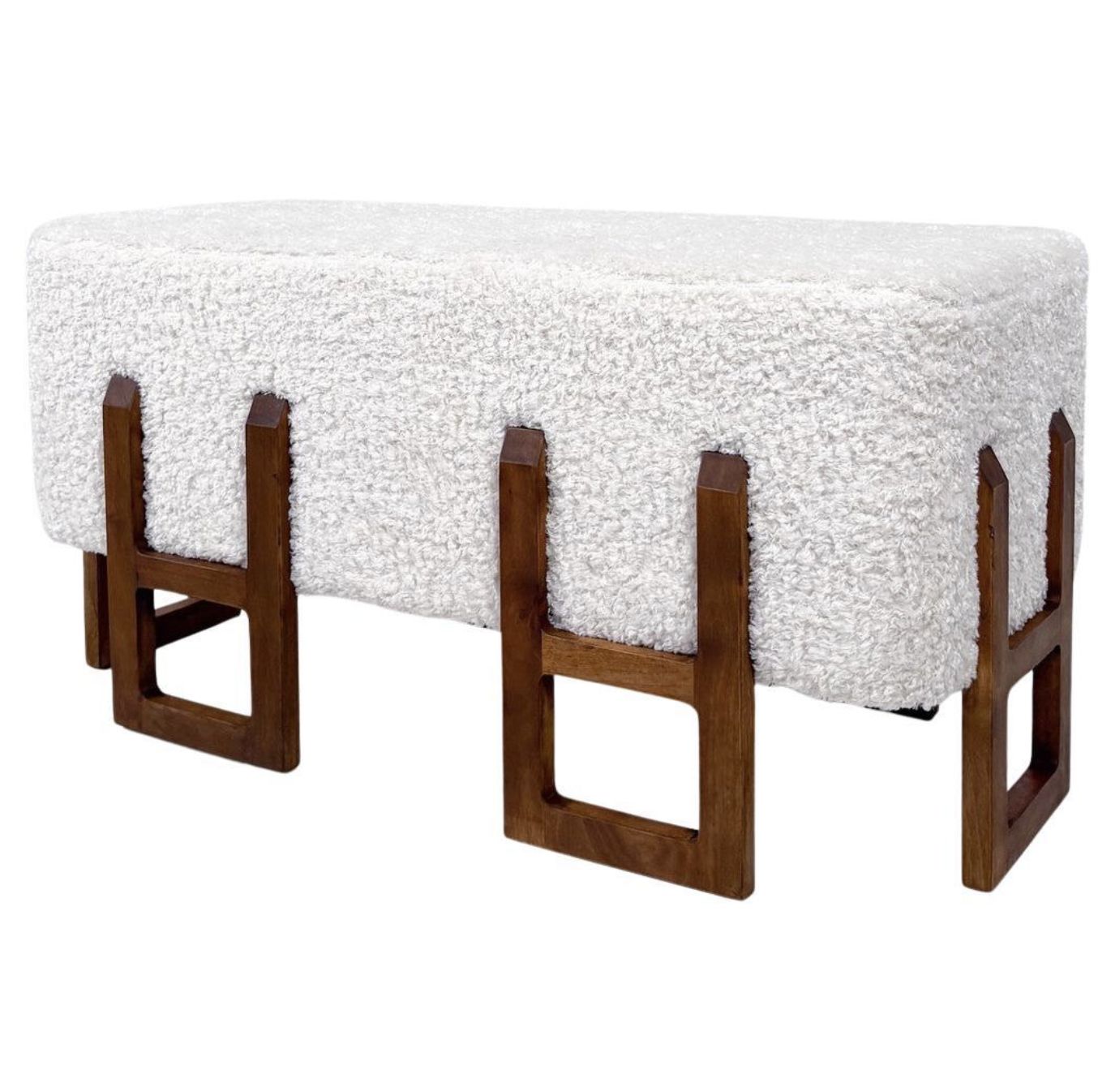 Contemporary Bench, Wood And Fabric, Italy