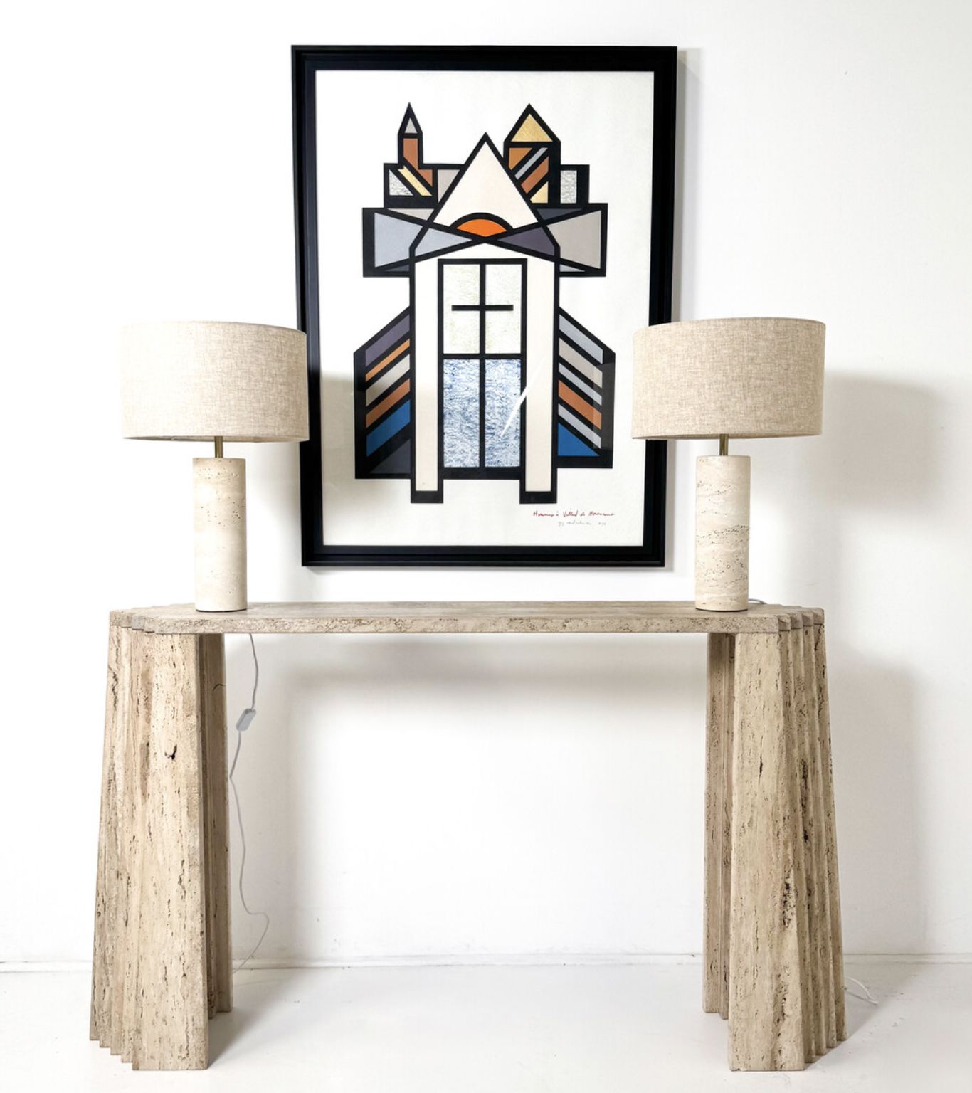 Mid Century Travertine Console, Italy photo for sale