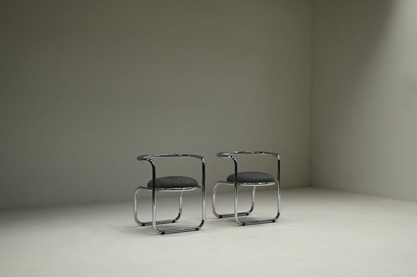 Set Of Italian Chrome Side Chairs, 1970s