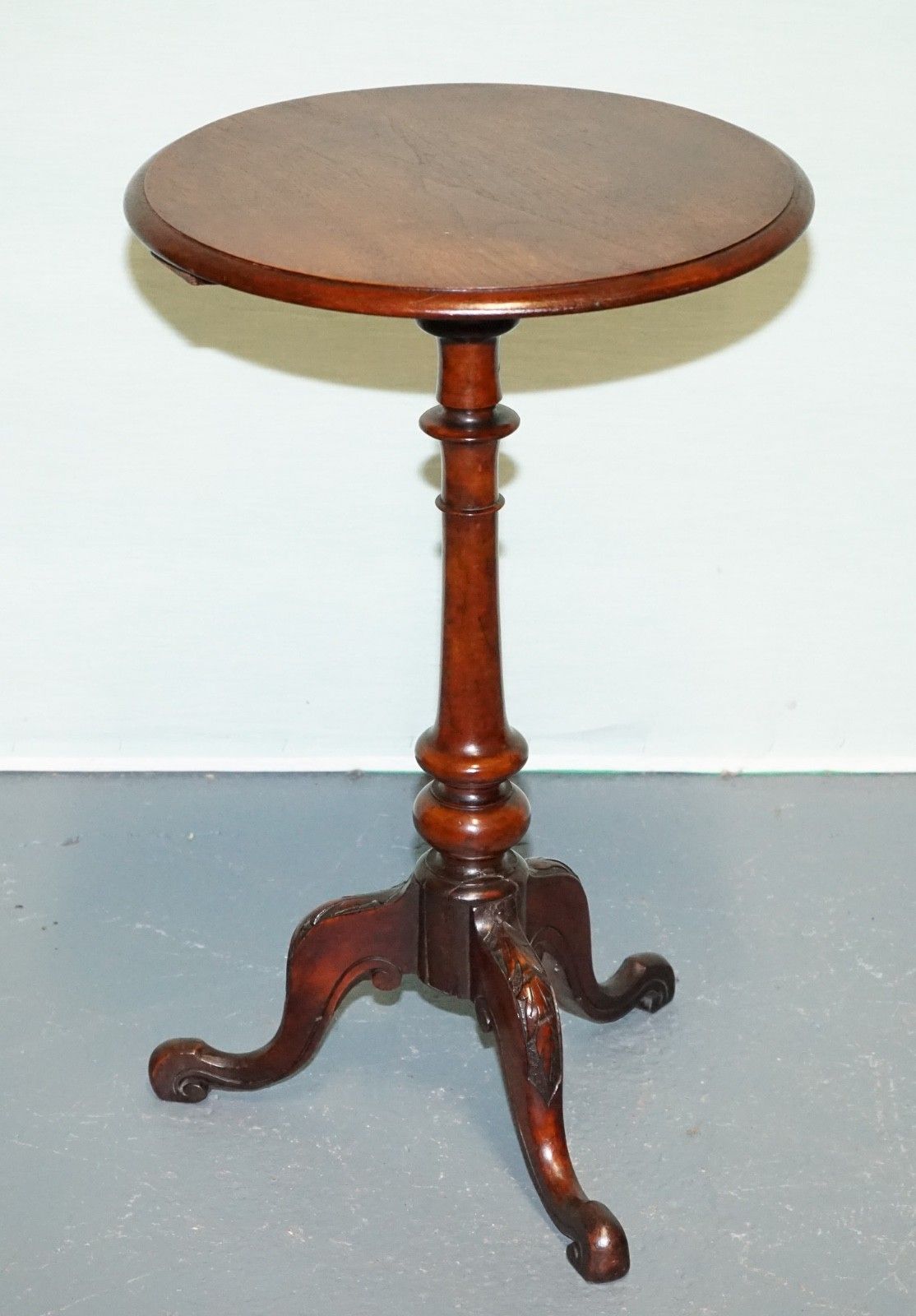 Antique Victorian Tripod Side Table Round Wine Table With Cabriole Legs photo furniture