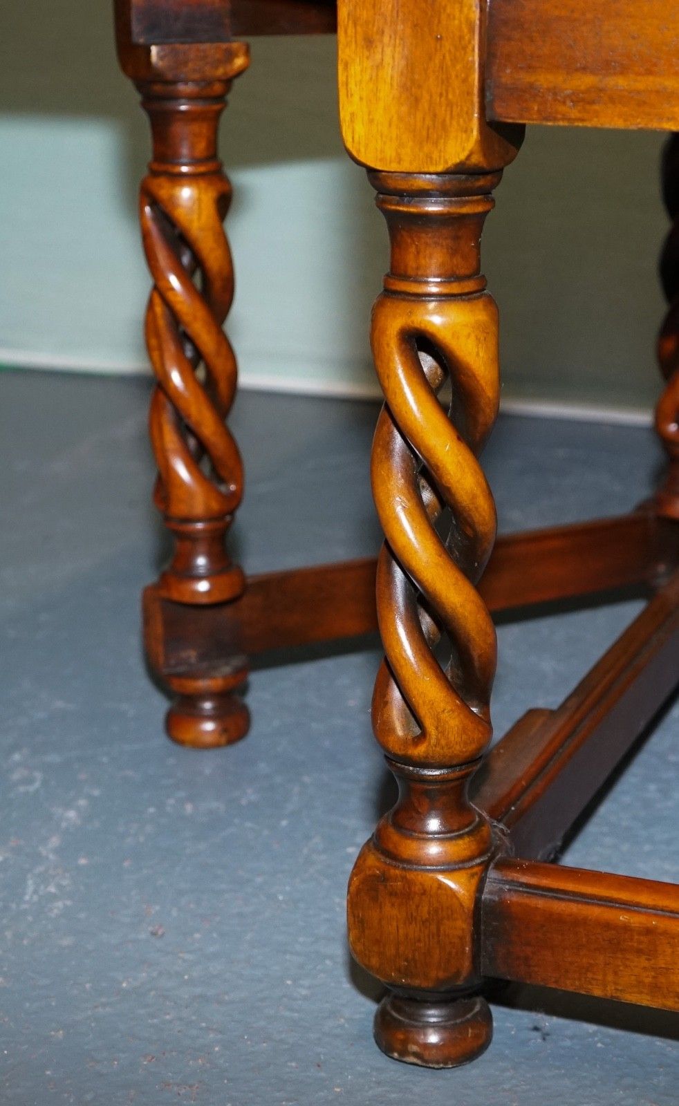 Elegant Theodore Alexander Drop Leaf Barley Twist Table With Leather Top photo buy