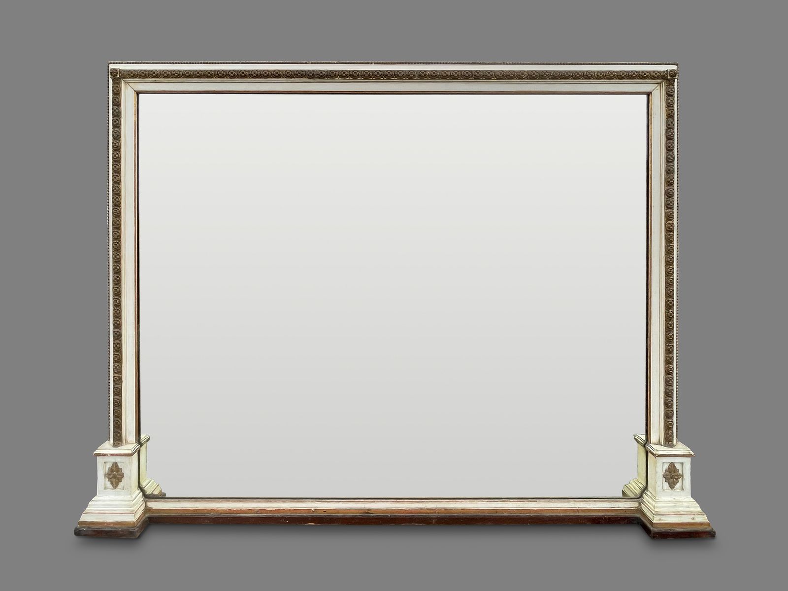 Large 19th Century English Painted And Gilt Overmantle Mirror