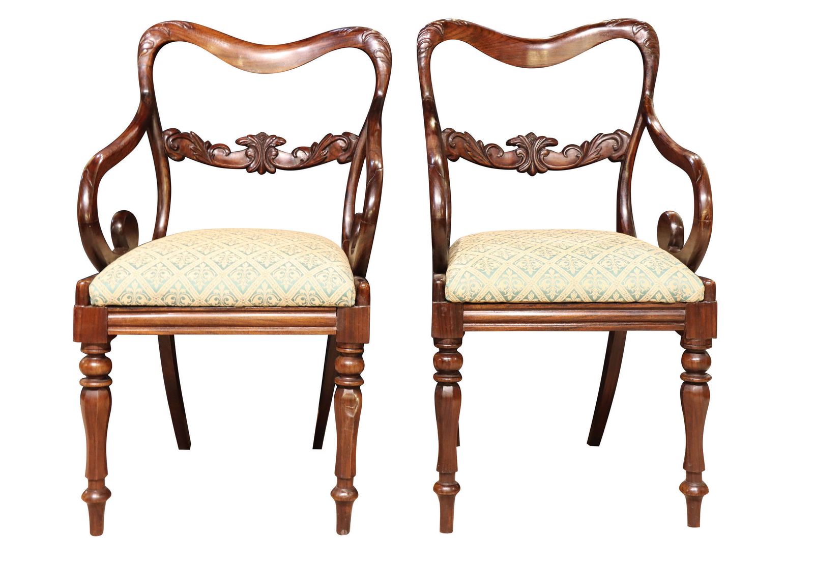 Pair Of William IV Mahogany Saddleback Carver Chairs, C.1830