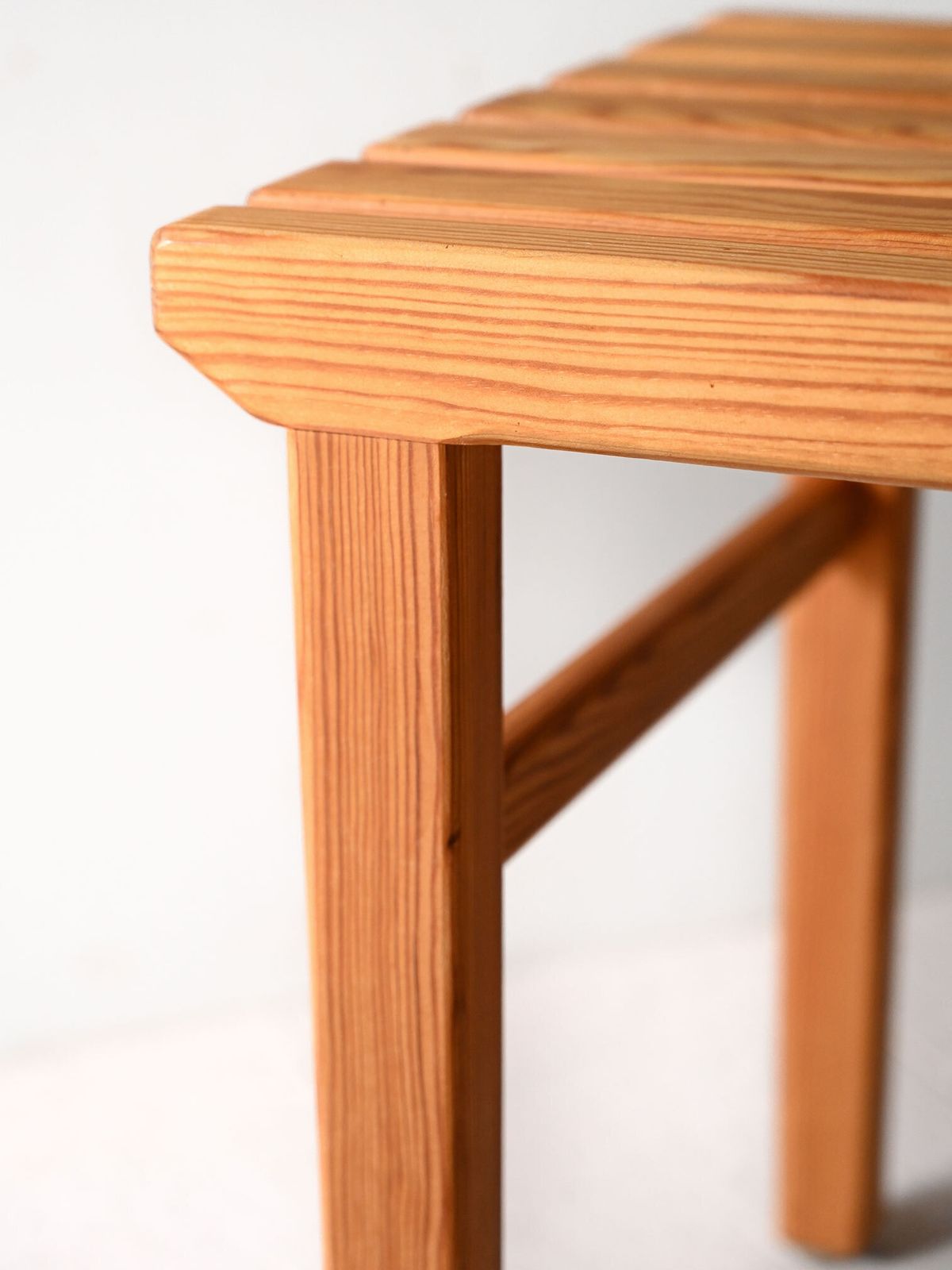 Scandinavian 1960s Pine Slatted Stool photo for sale