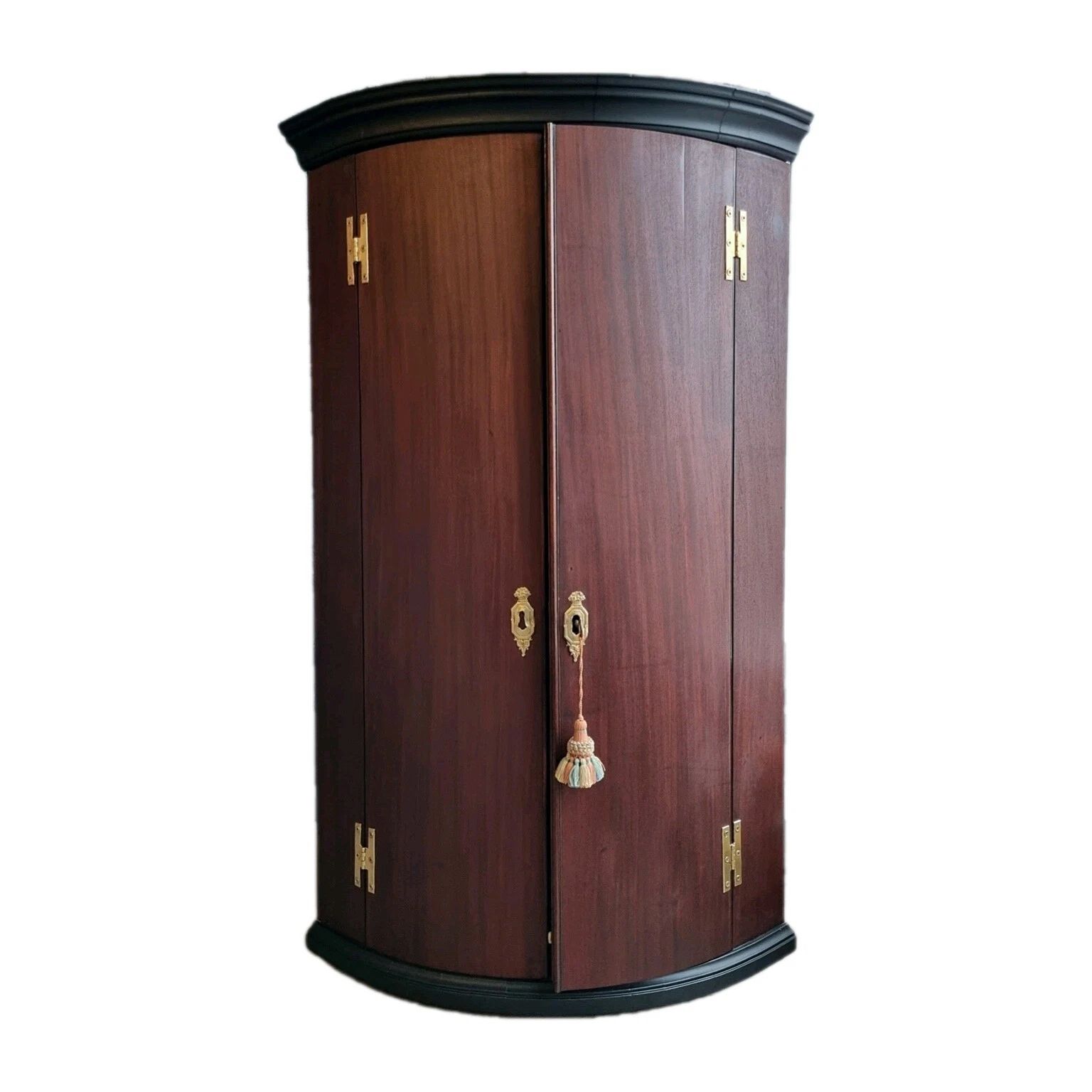 Antique George III Mahogany Hanging Bow Front Corner Cabinet Apothecary