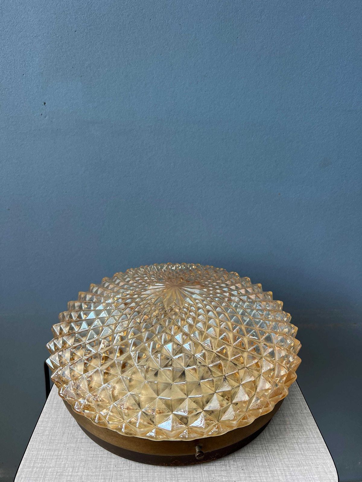 Mid Century Kristalglazen Plafondlamp photo vintage