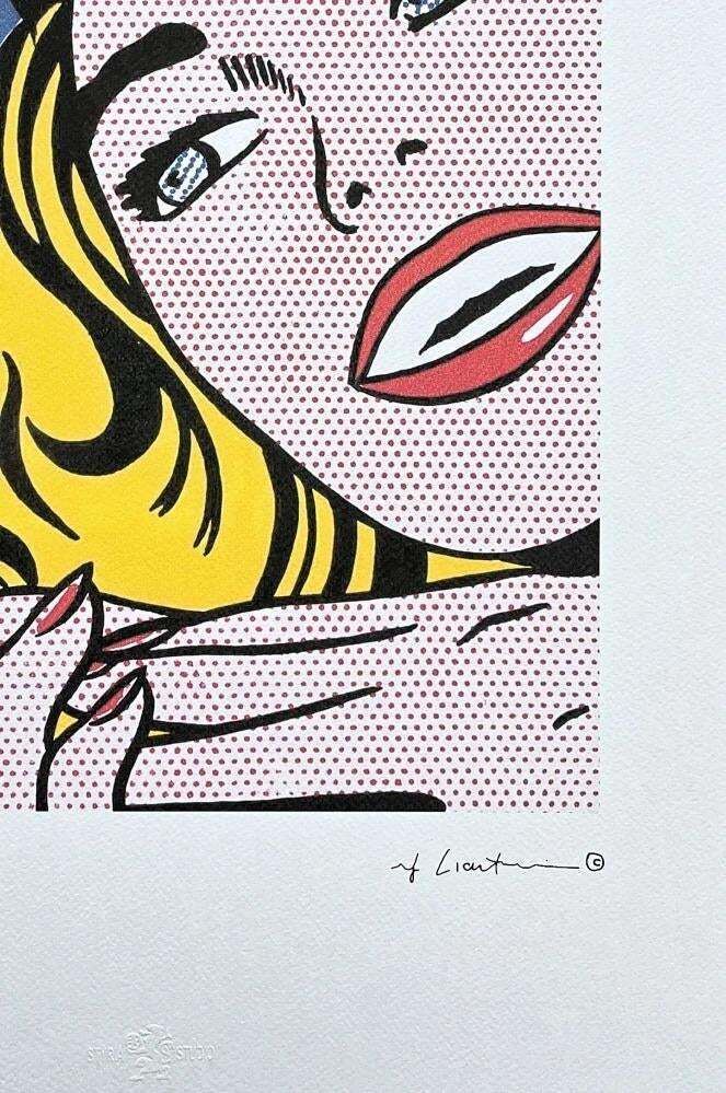 After Roy Lichtenstein, "Girl", 1990s, Silk Screen photo furniture