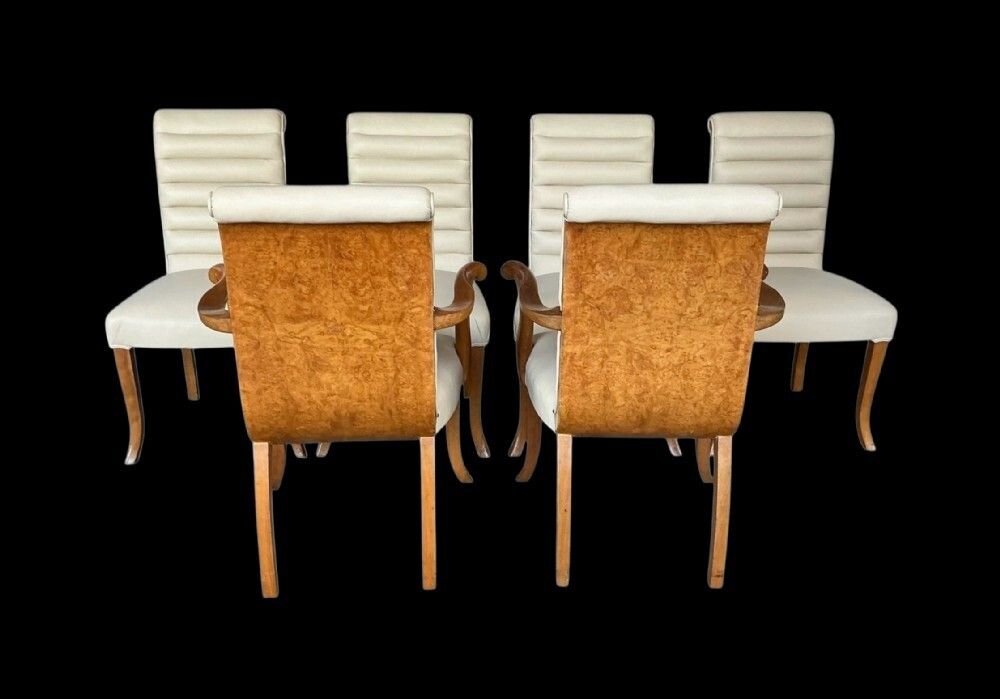 photo vintage Art Deco Dining Table And Six Chairs By Harry And Lou Epstein