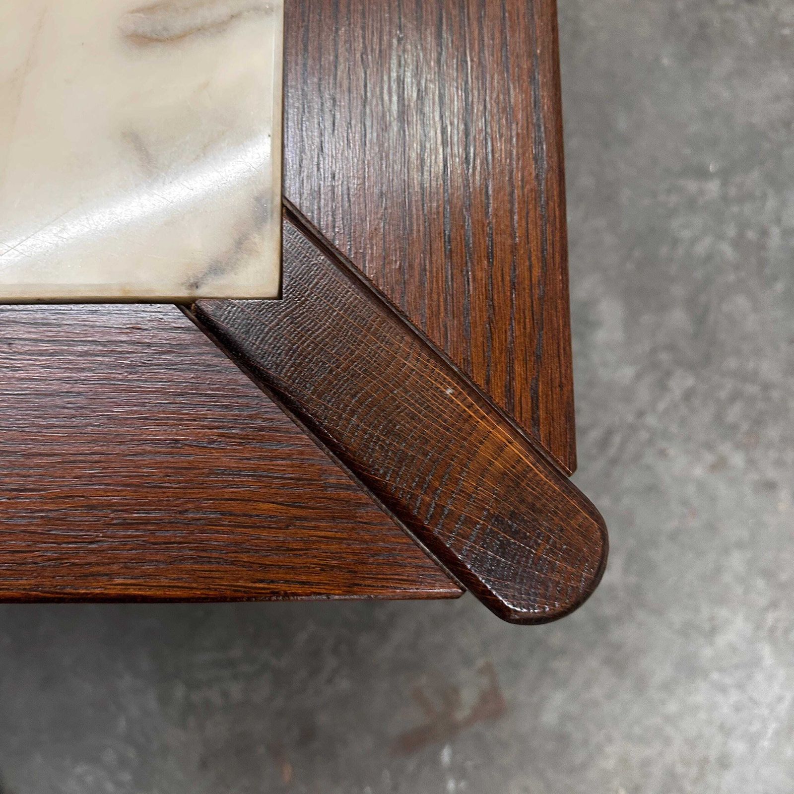 Large 1970s Belgian Oak Coffee Table With Breccia Marble Top – Signed And Dated 1976 photo Furniture