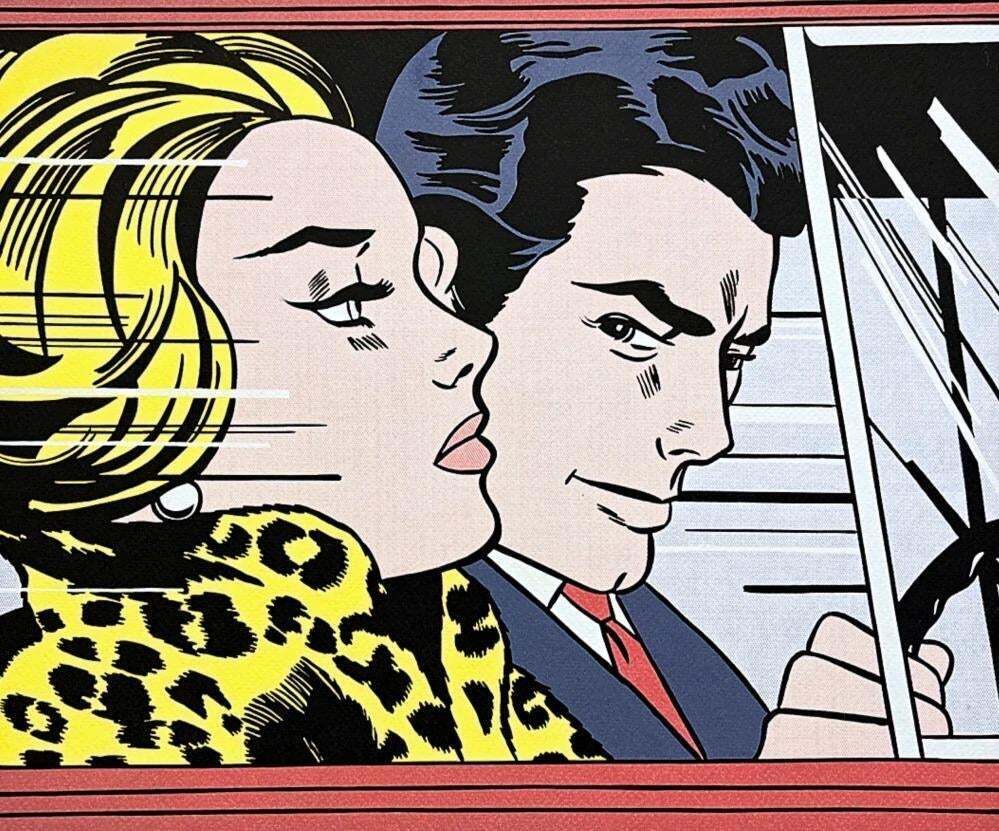 After Roy Lichtenstein, " In The Car", 1990s, Silk Screen photo furniture