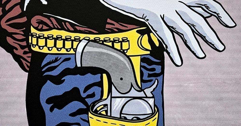 After Roy Lichtenstein, "Fastes Gun", 1990s, Silk Screen photo furniture
