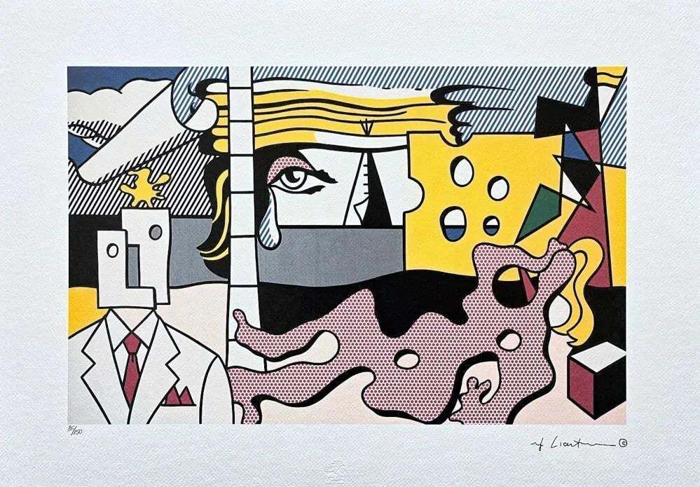 After Roy Lichtenstein, "Figures And A Tear", 1990s, Silk Screen