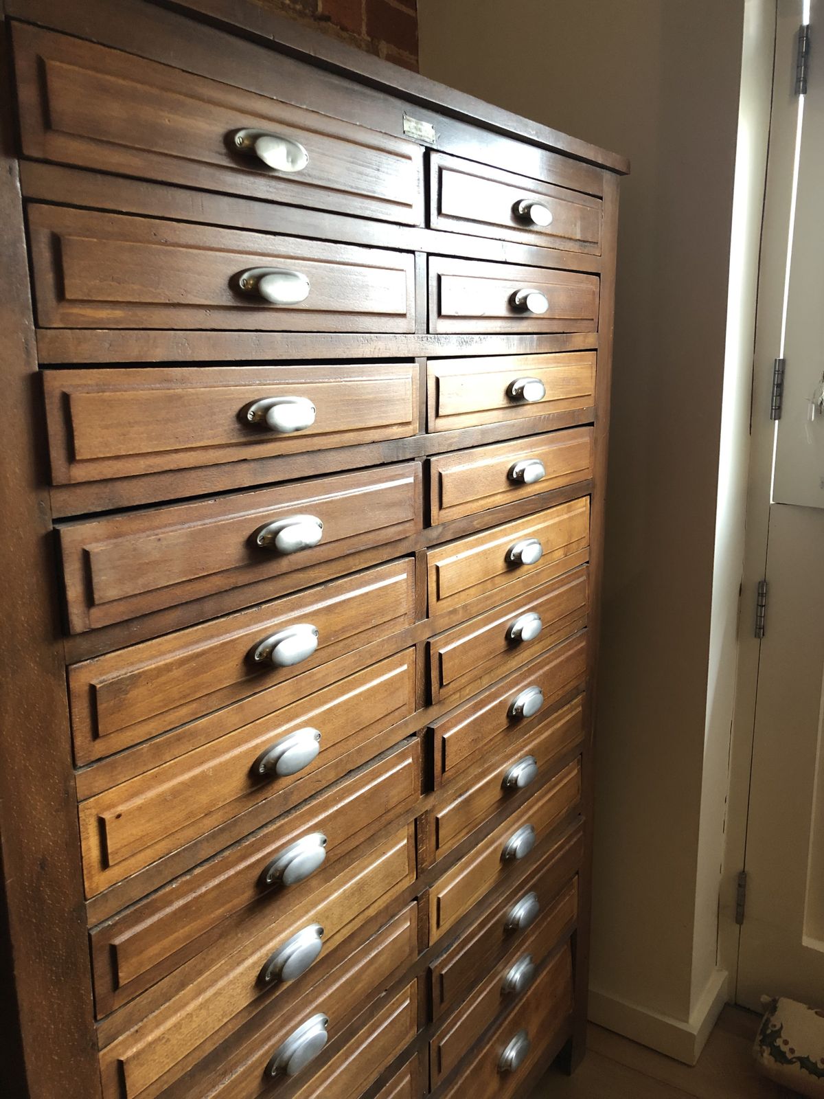 French Apothecary Oak Chest C1920s photo for sale
