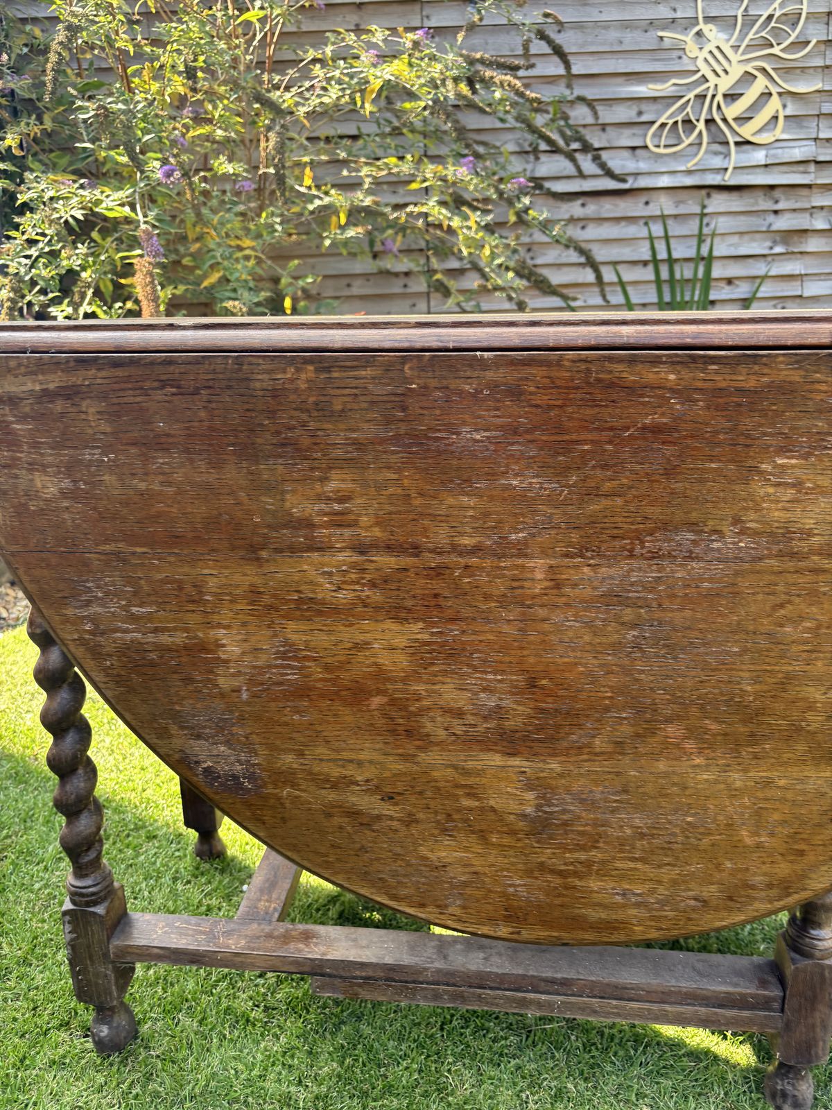 Antique Solid Oak Barley Twist Drop Leaf Gate Leg Dining Table Oval photo 250.0