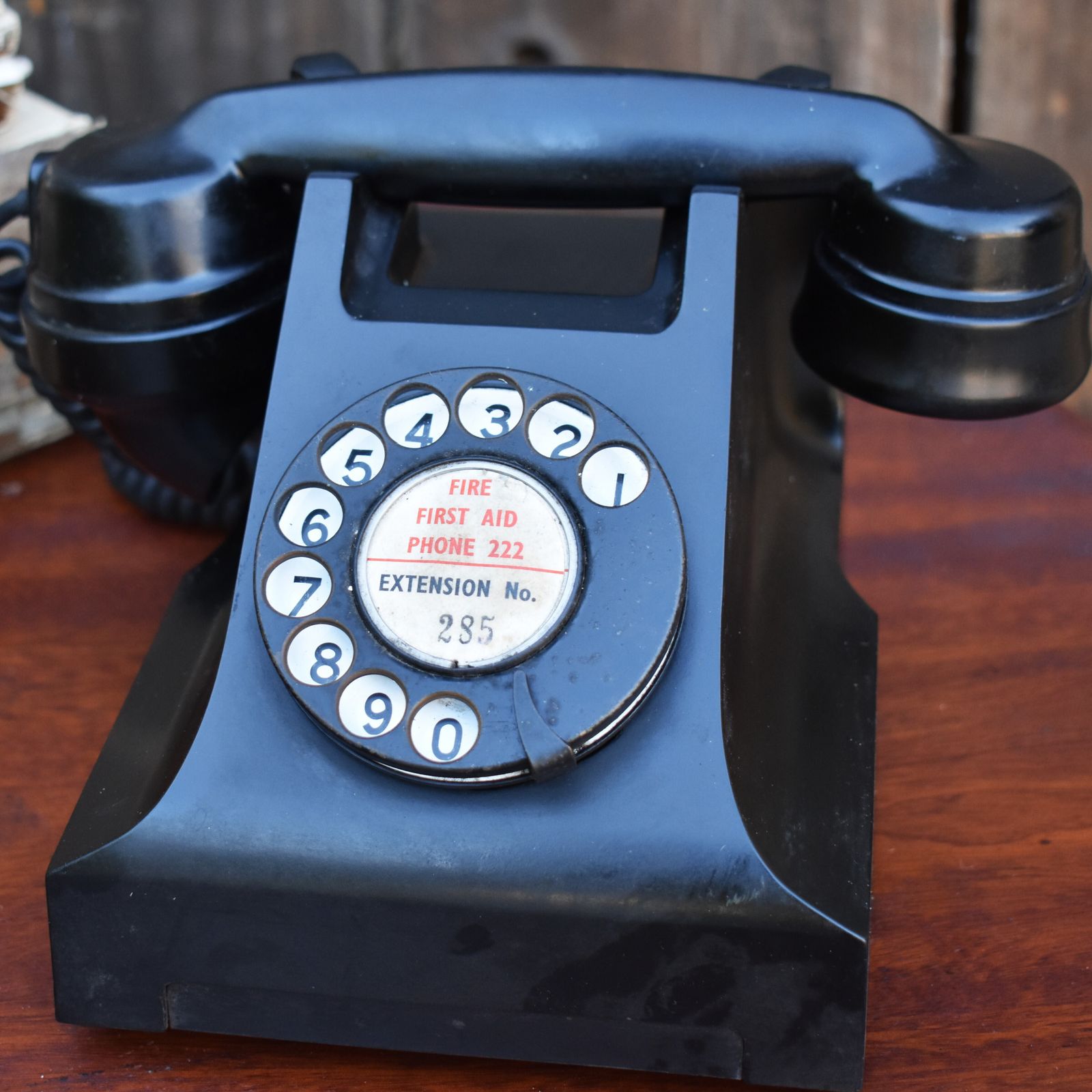 Antique 1940s Atm Black Bakelite Rotary Telephone England Vintage Prop Untested photo Home Decor