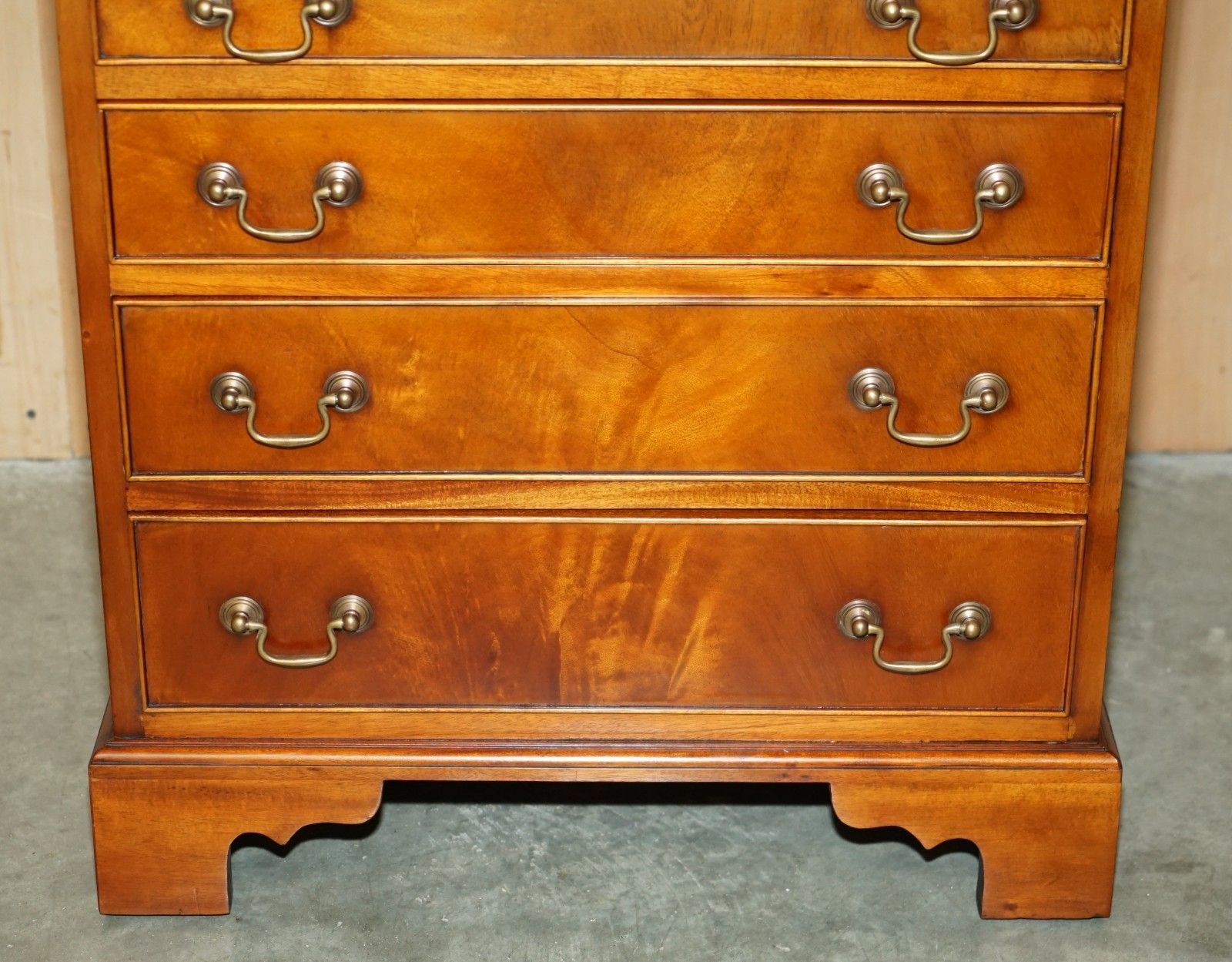 Pair Of Walnut Brown Leather Military Campaign Nightstand Drawers Or Side Tables photo buy