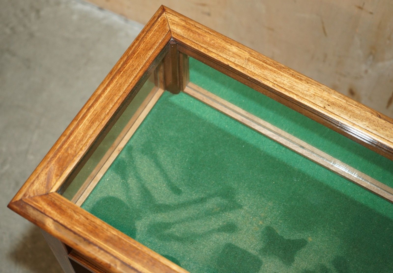 Antique Edwardian Mahogany Glass Display Case Side End Table For Trinkets Etc photo 1350.0