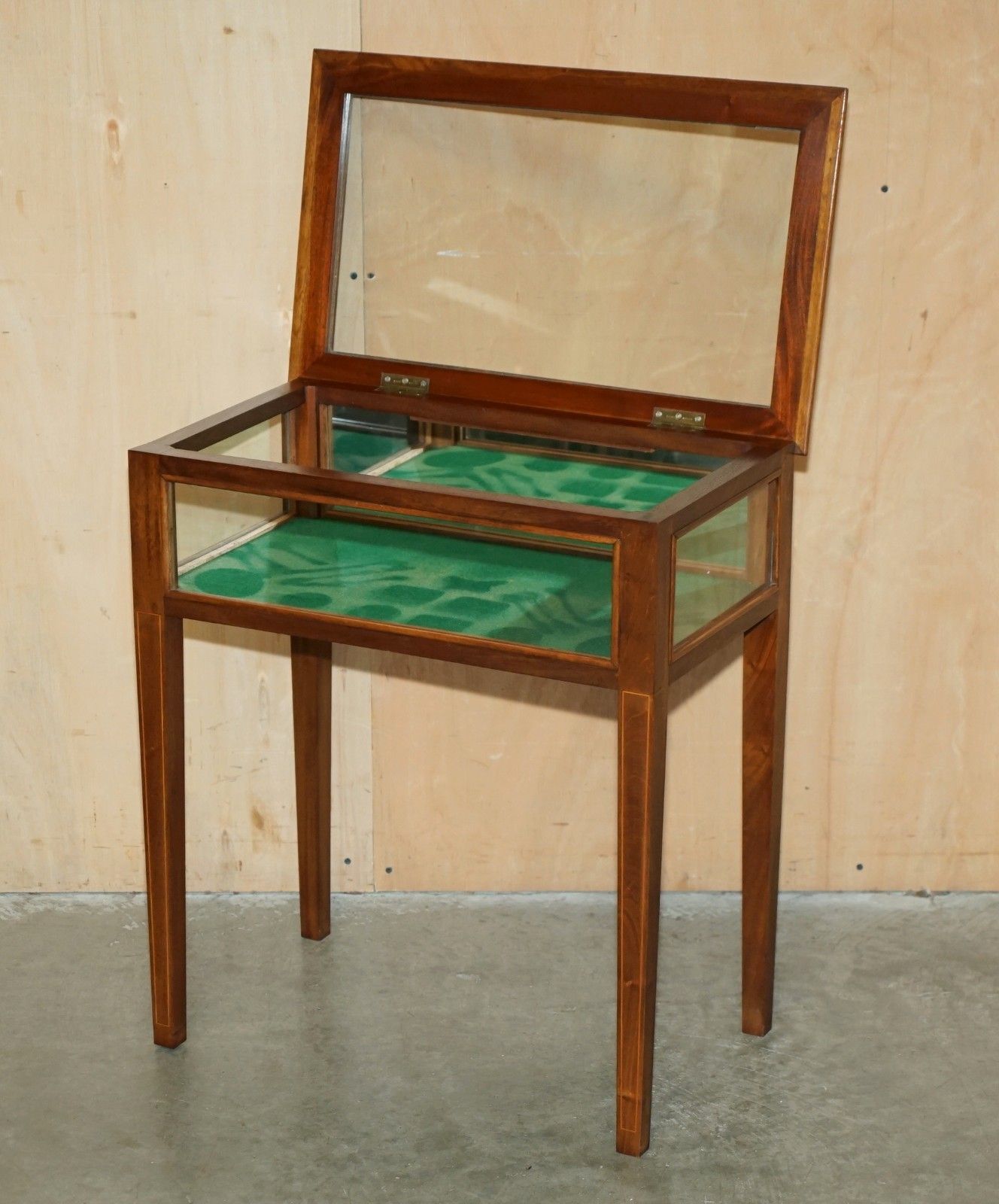 photo for sale Antique Edwardian Mahogany Glass Display Case Side End Table For Trinkets Etc