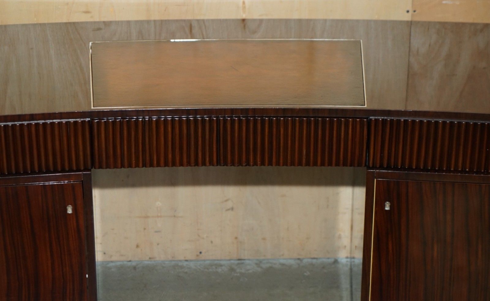 Ralph Lauren Metropolis Macassar & Brown Leather French Art Deco Curved Desk photo 8950.0