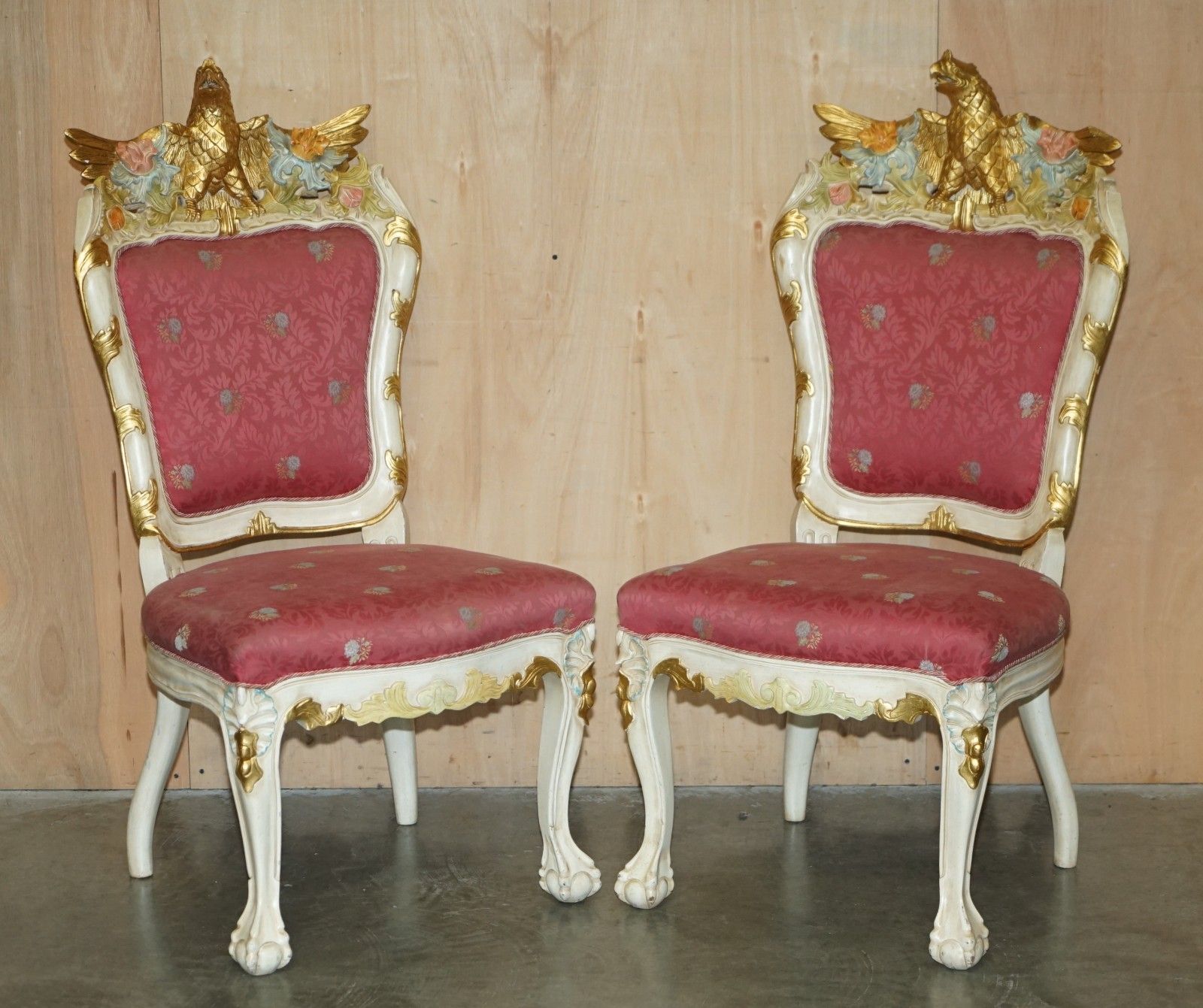 Hand Carved & Painted Vintage French Empire Style Eagle Sofa And Armchair Suite photo furniture