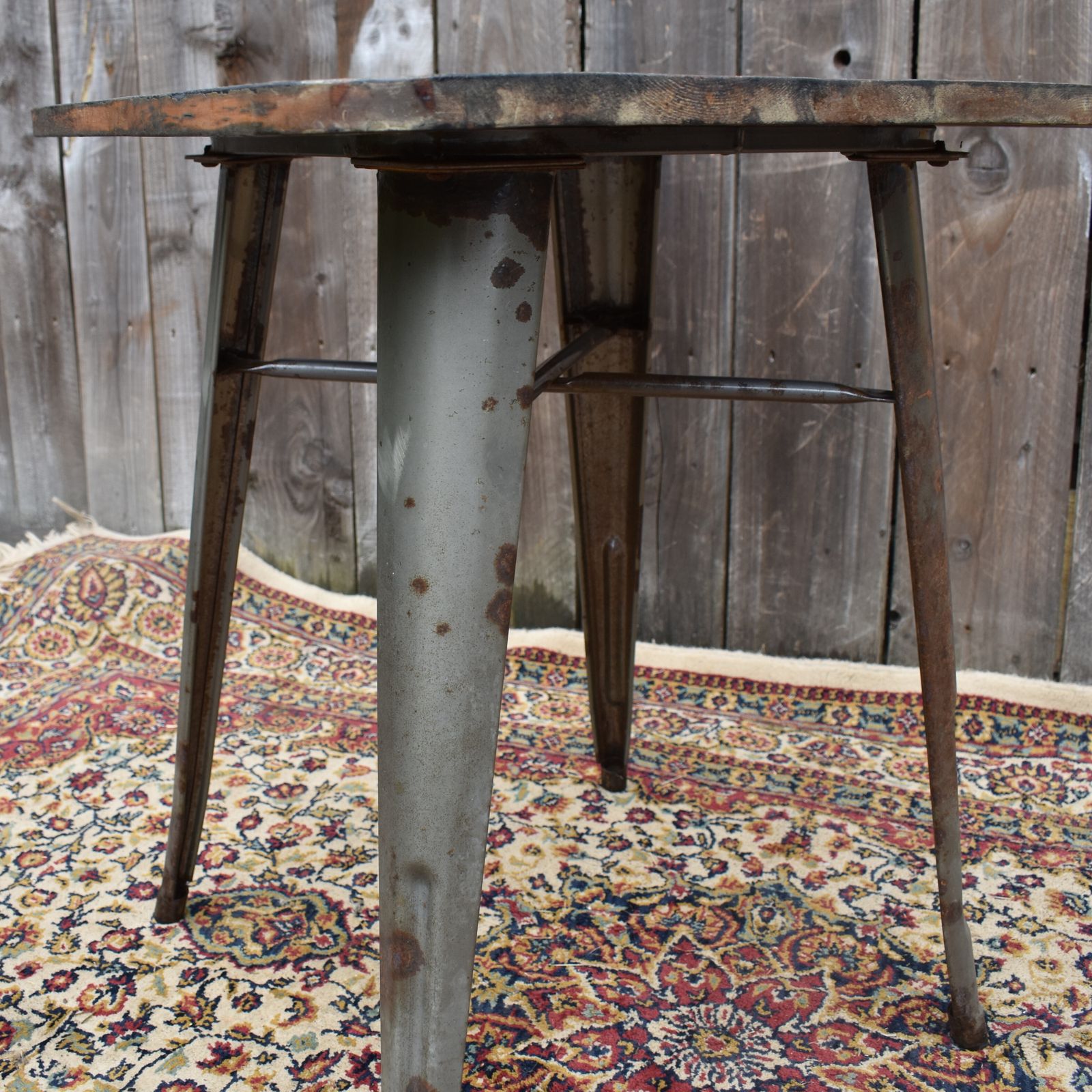 Vintage Industrial Tolix Style Metal Wooden Bistro Console Side Table Desk photo 125.0