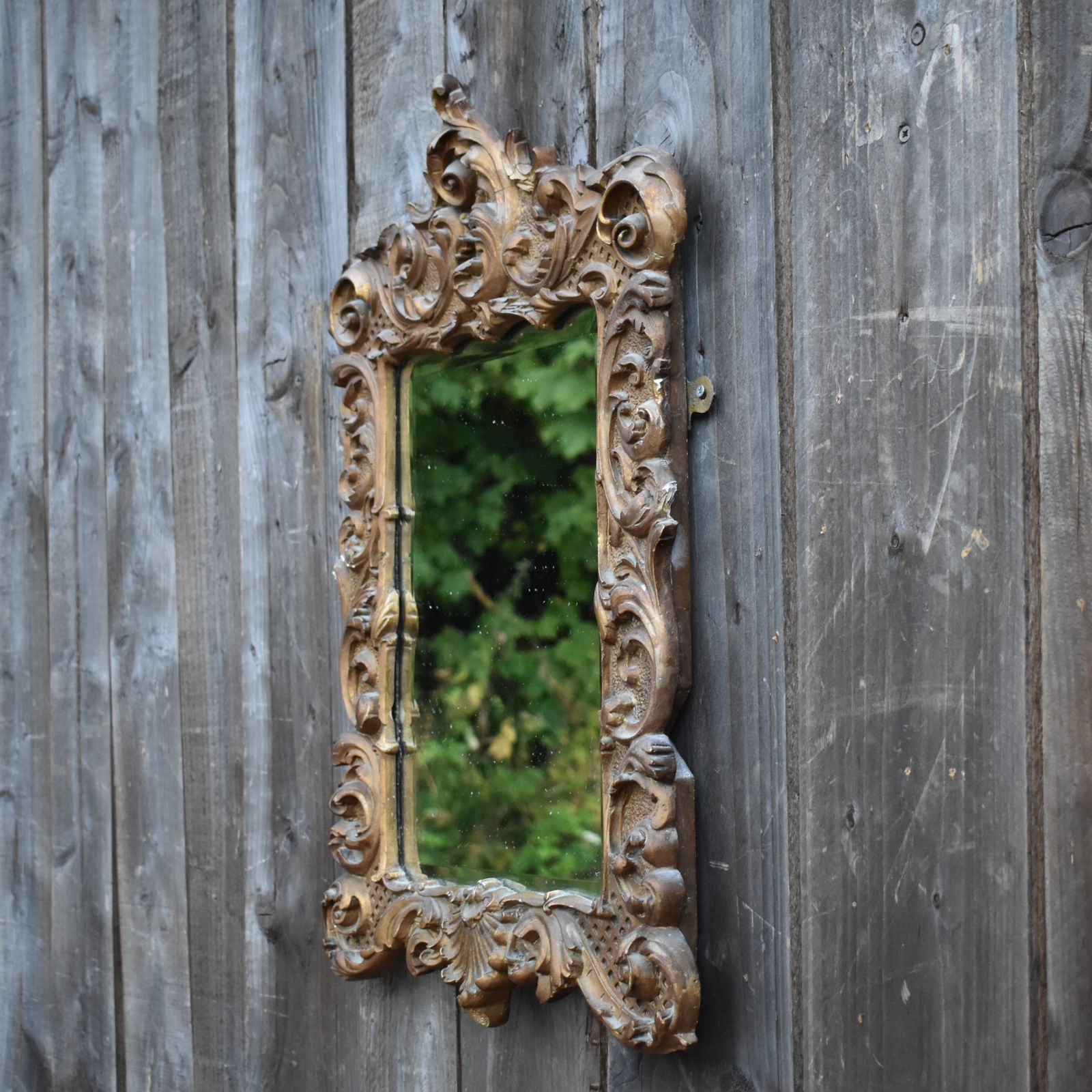 Antique 19th Century Rococo Acanthus Leaf Scroll Gilt Gesso Bevelled Wall Mirror photo furniture