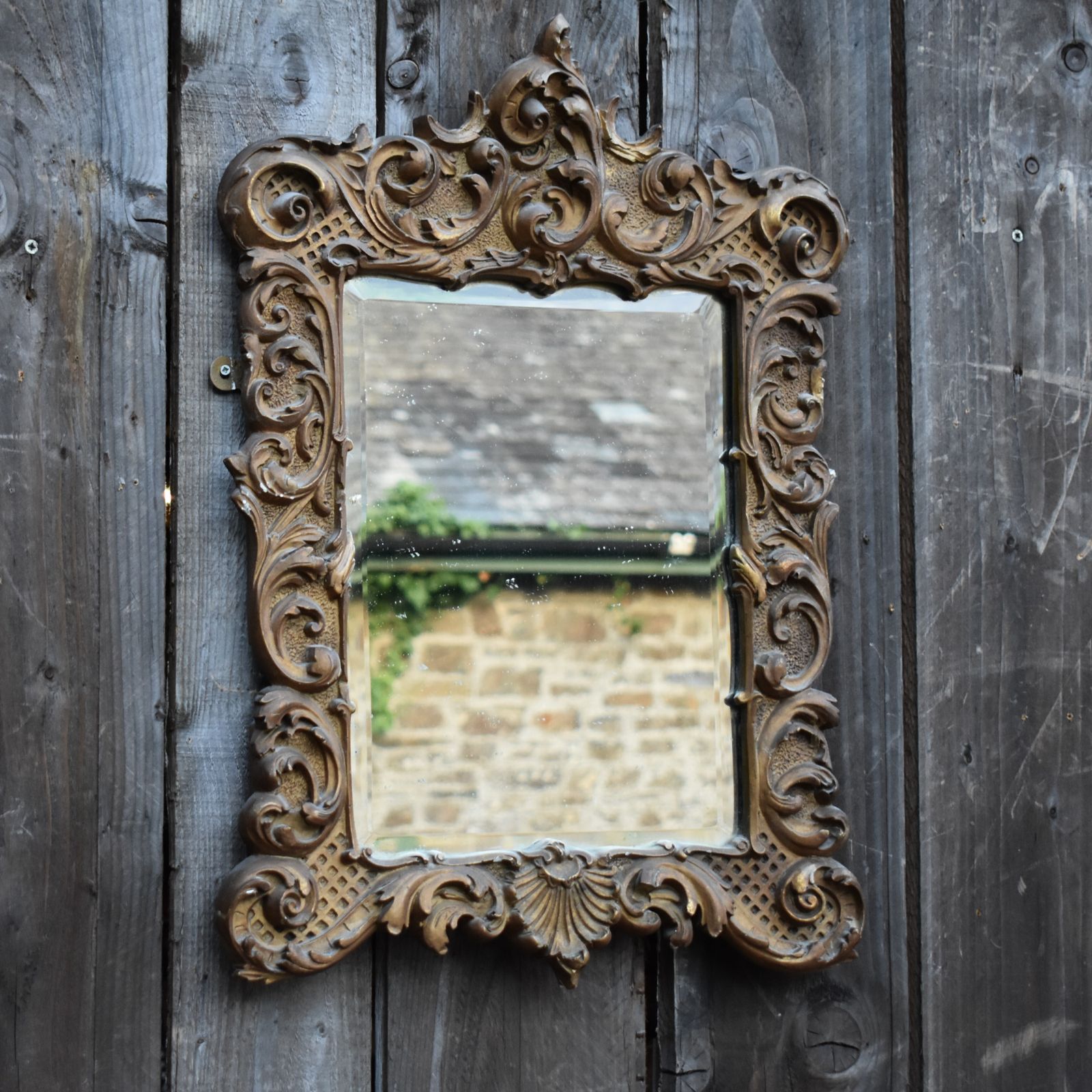 Home Decor Antique 19th Century Rococo Acanthus Leaf Scroll Gilt Gesso Bevelled Wall Mirror photo