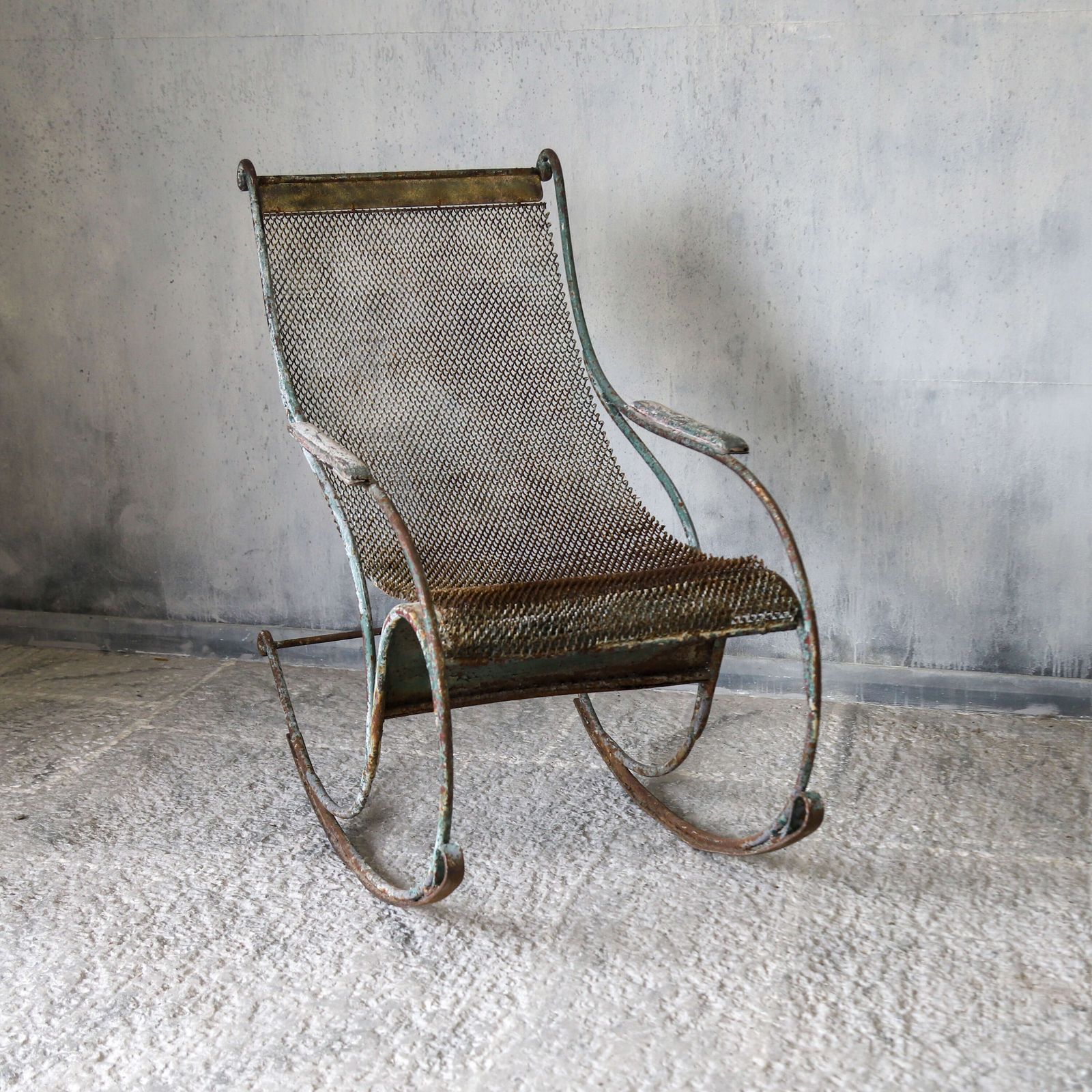 Rare French 19th Century Chain Link Rocking Chair With Time Worn Patina photo Furniture