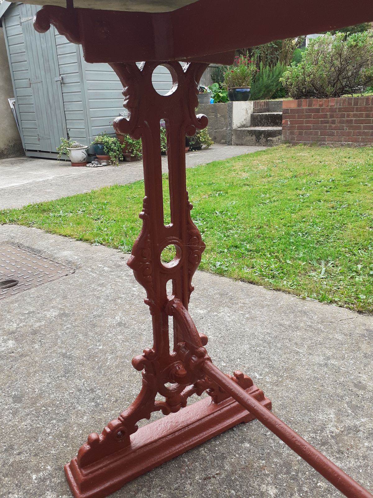 Cast Iron Victorian Garden Table With Marble Top photo furniture