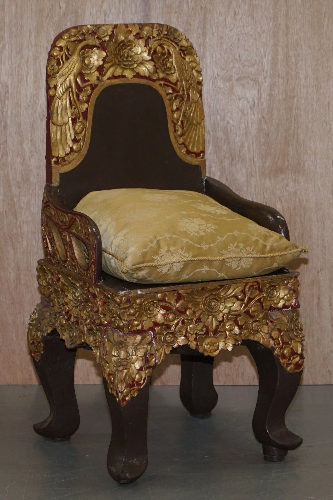 Rare Pair Of Circa 1900 Tibetan Ceremonial Chairs Nyingma Buddha Carved In Backs photo Furniture